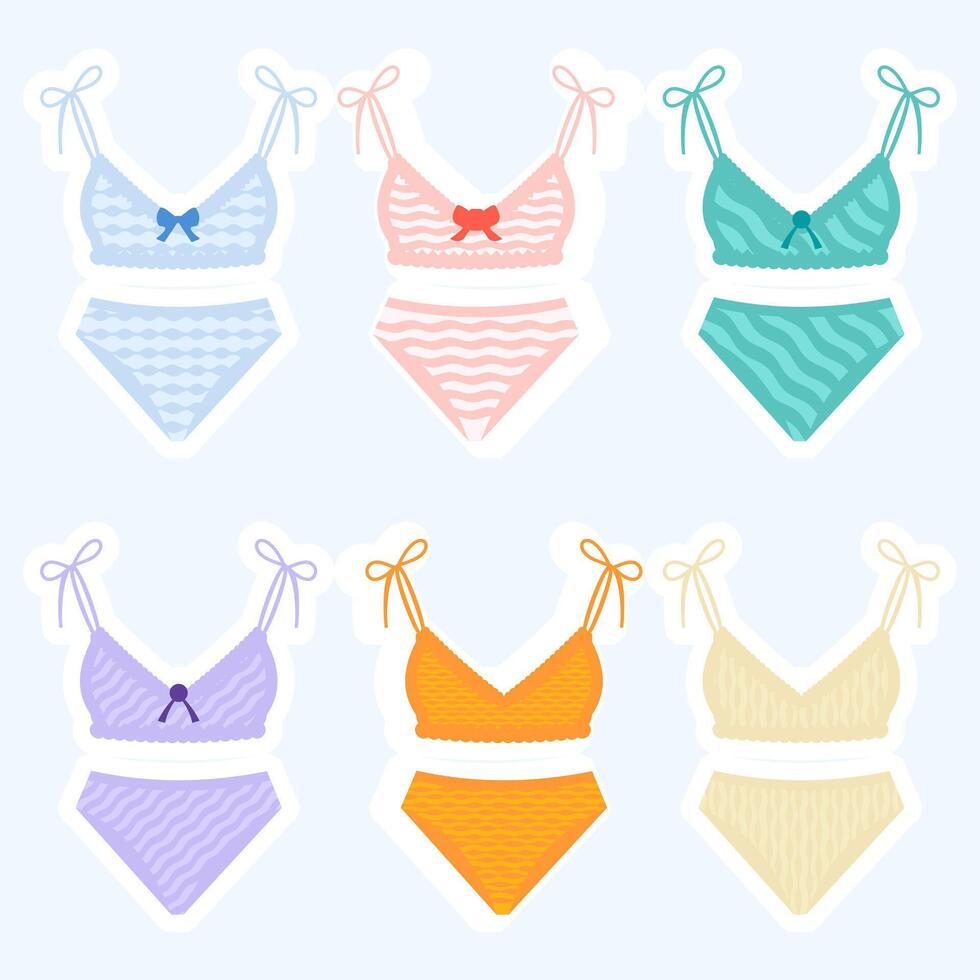 Set of Cute Bikinis or Swimsuits Illustrations for Summer and Beach Themes vector