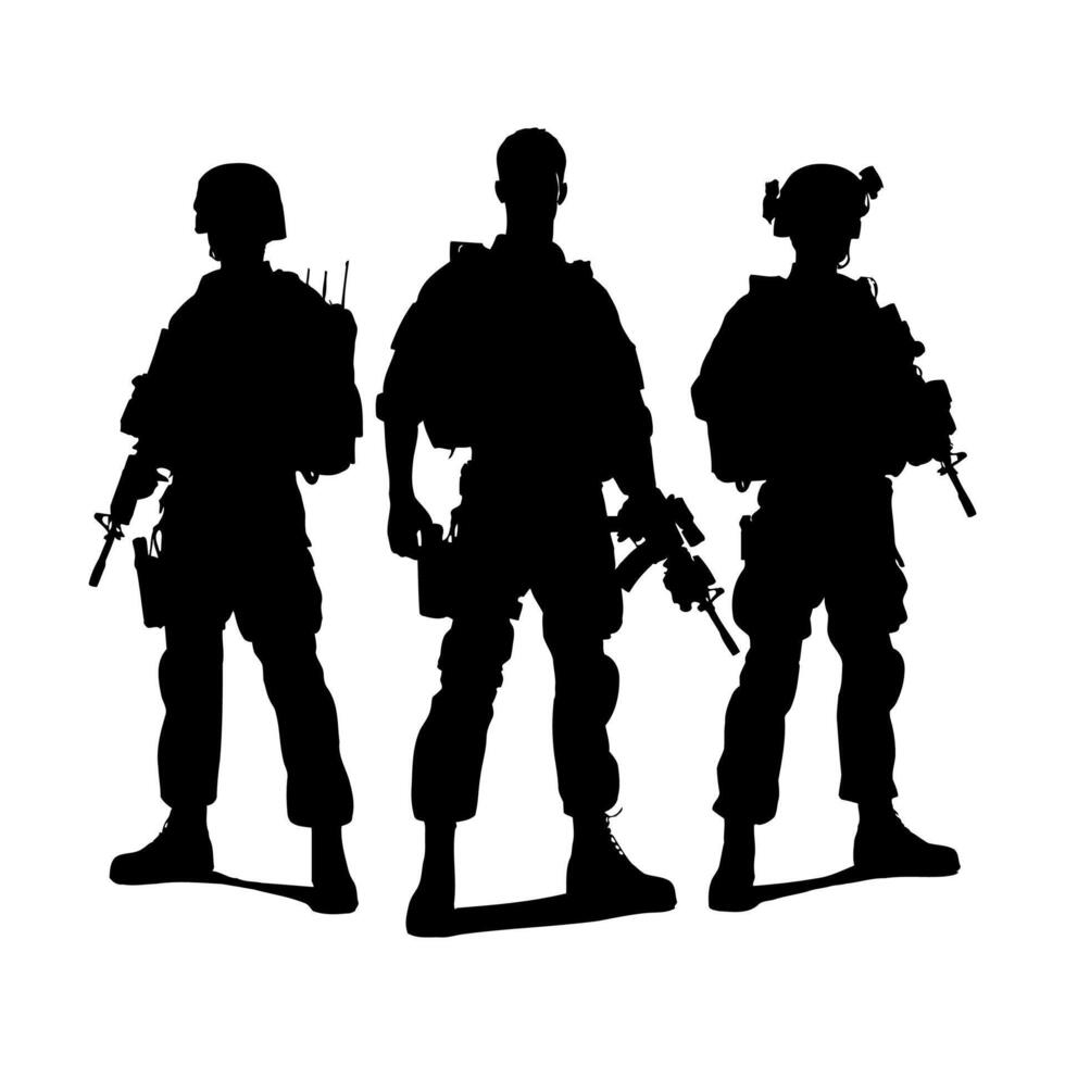 Soldier silhouette illustration isolated on white background. Special forces soldiers. vector
