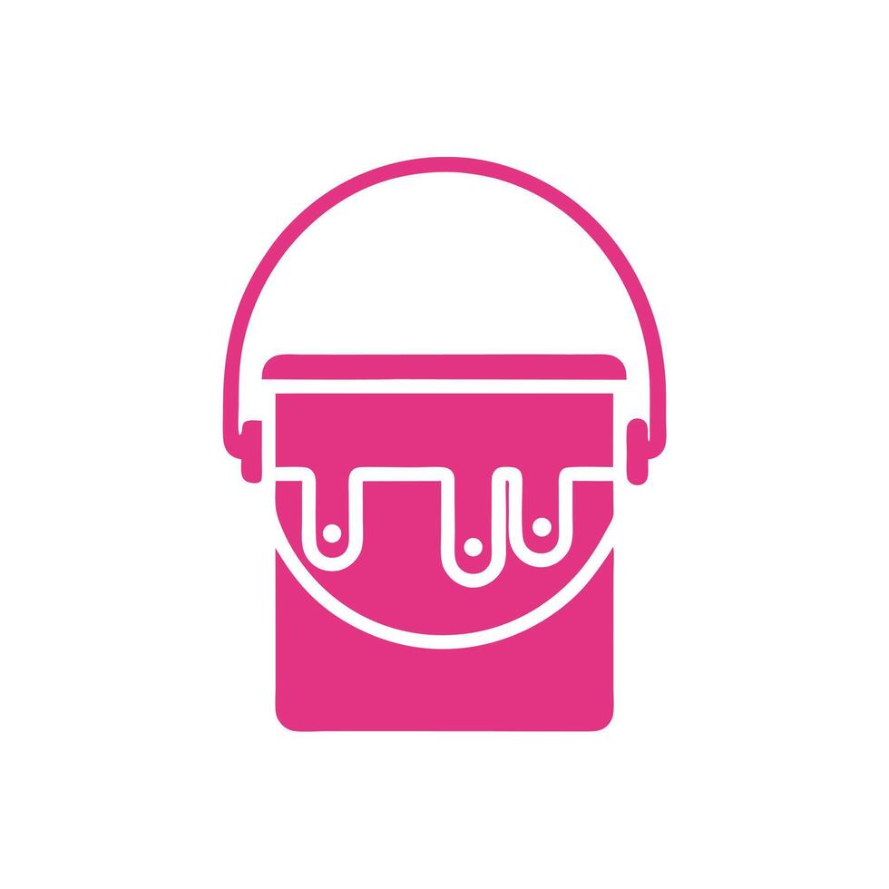 Pink Paint Can Icon with Dripping Paint Isolated on White Background Simple Minimalist Design Element for Painting vector