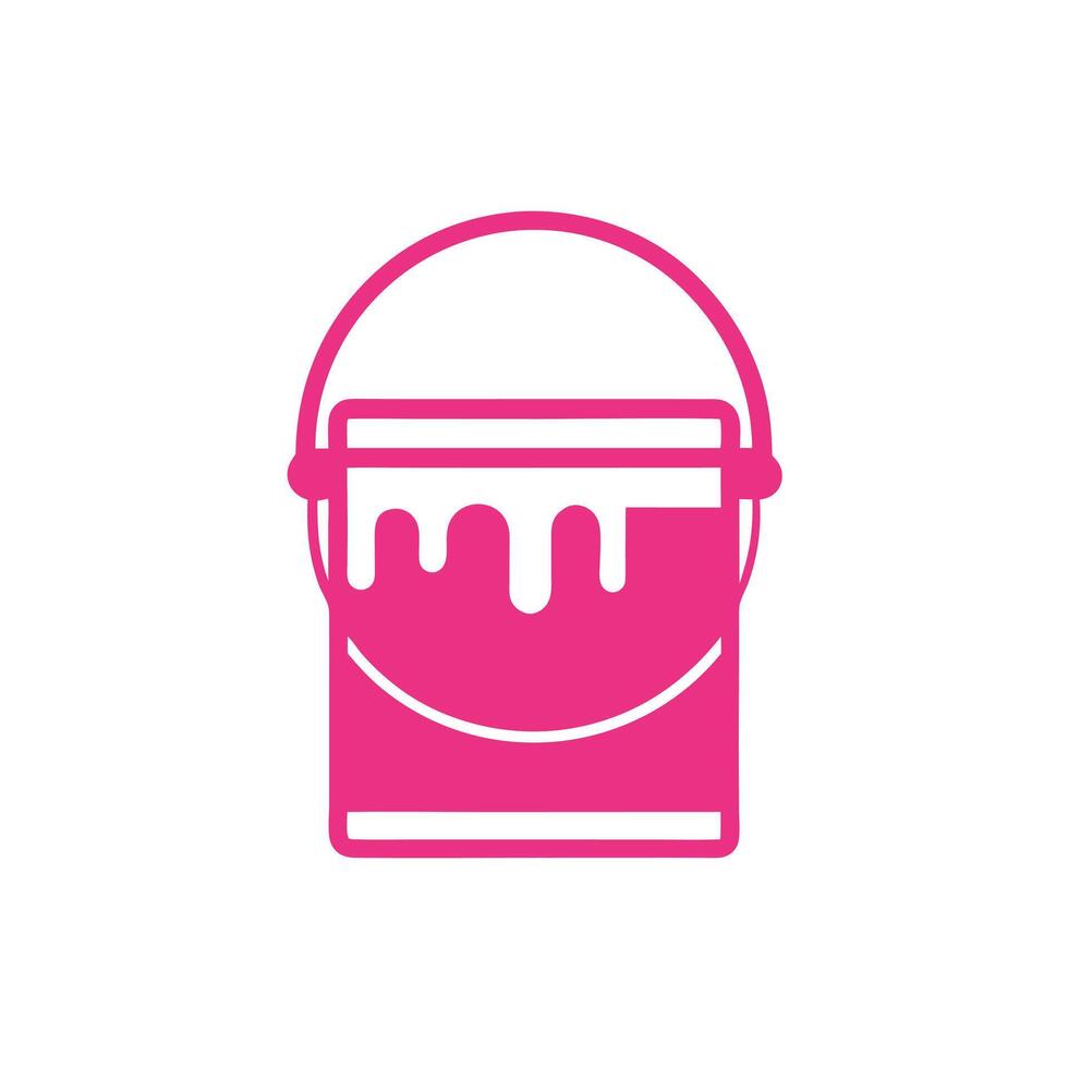 Pink Paint Can Icon with Dripping Paint Isolated on White Background Simple Graphic Design Element vector