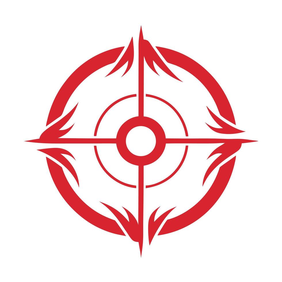 Red Abstract Geometric Target Symbol with Sharp Edges on White Background vector