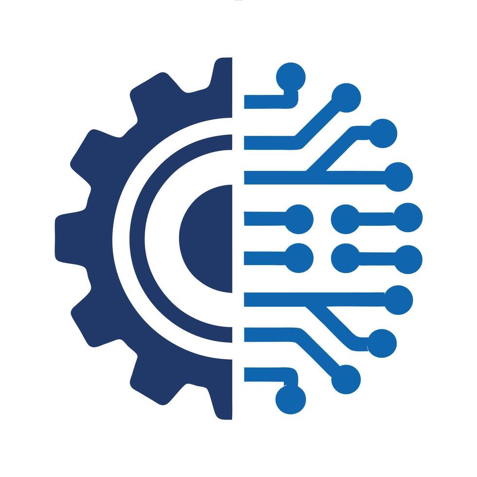 Abstract Blue Gear and Circuit Board Design Technology Innovation Concept Illustration vector