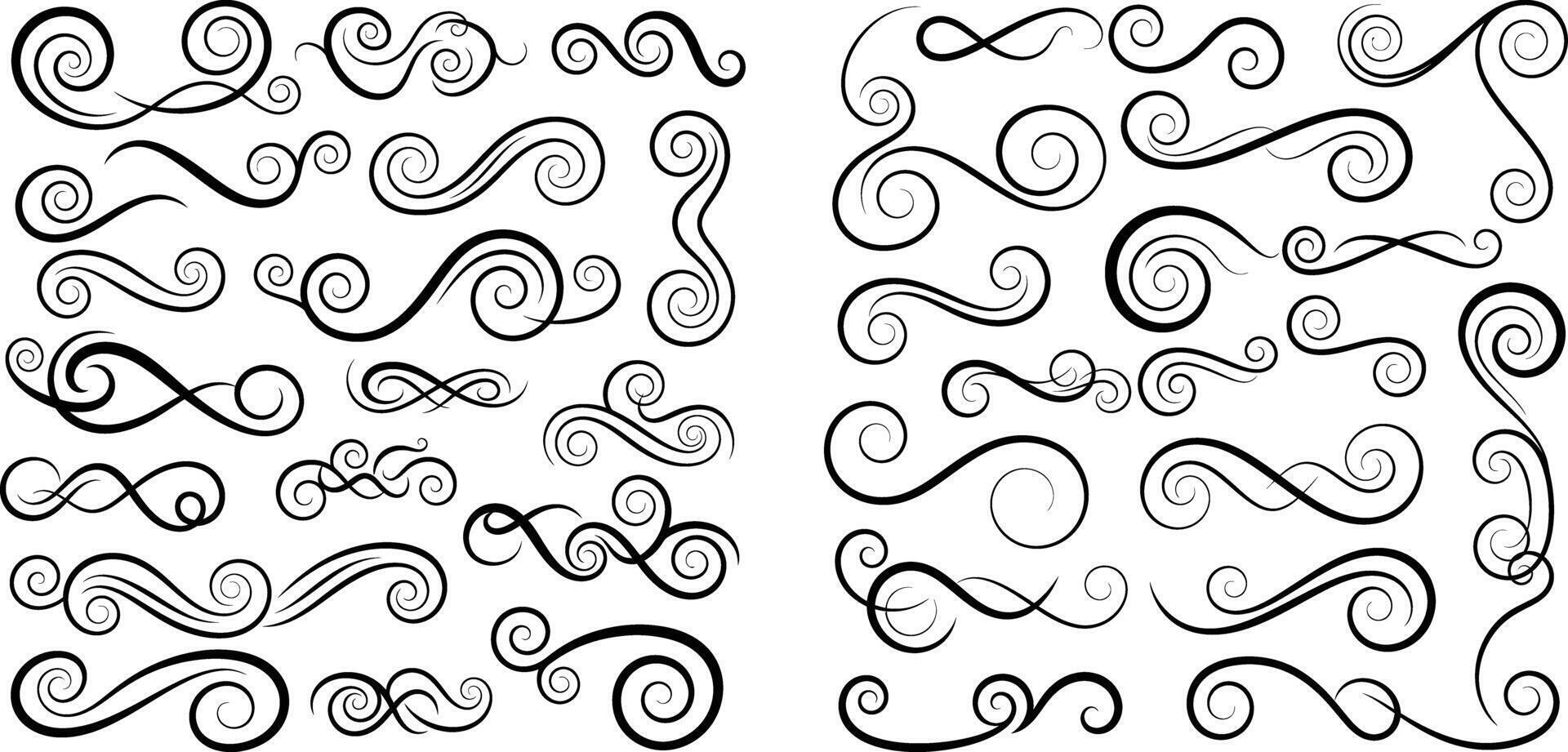 Collection of Elegant Flourishes, Swirls, and Dividers for Design Elements and Decoration vector
