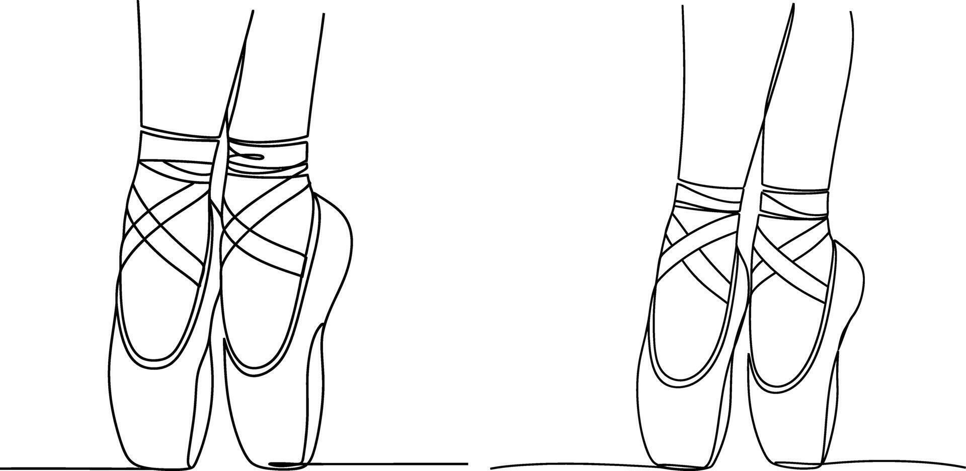 Elegant Ballet Slippers Continuous Line Art Illustration for Dance and Fashion Projects vector