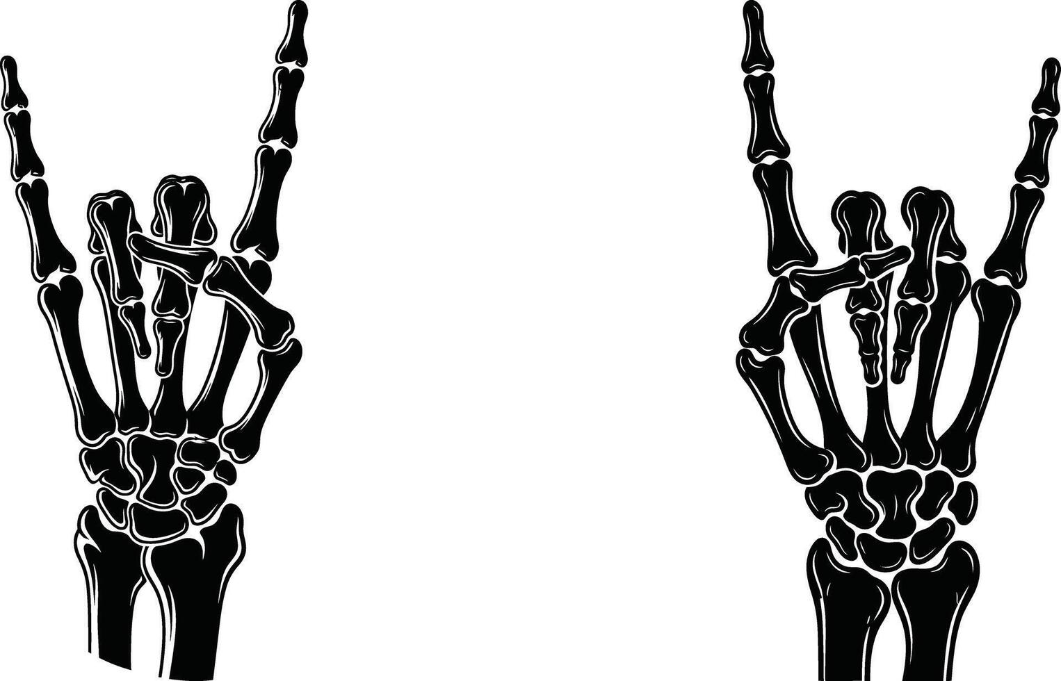 Skeleton Hand Rock and Roll Sign Illustration Isolated Two Hands vector