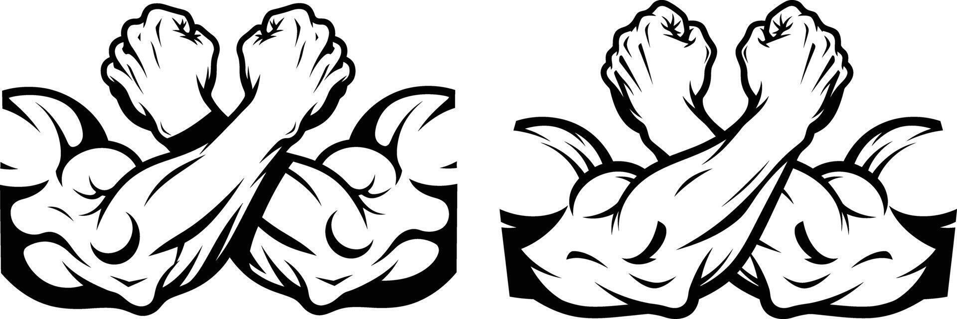Muscular Arms Art Displaying Power, Strength, and Fitness Concept Design Elements vector