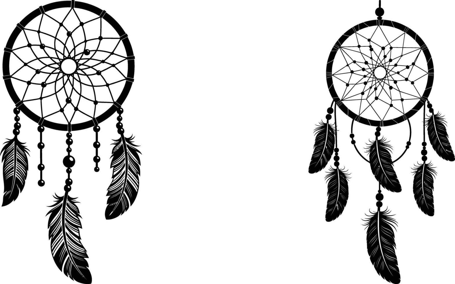 Intricate Dreamcatcher Art Detailed Feather and Bead Designs for Creative Projects vector
