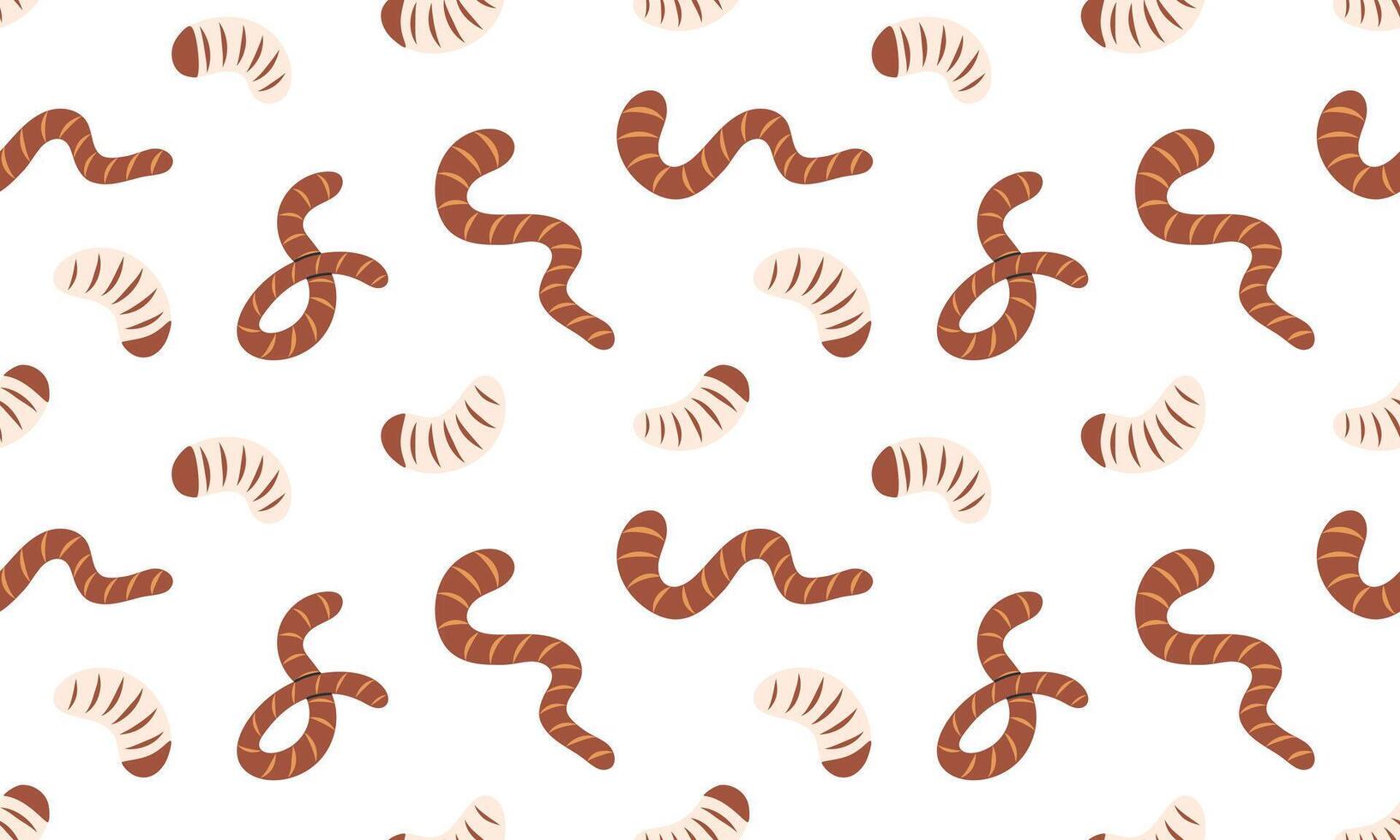 Seamless pattern with fishing lure and bait. Worm, earthworms and fly maggot insect. Angling background. Flat illustration vector