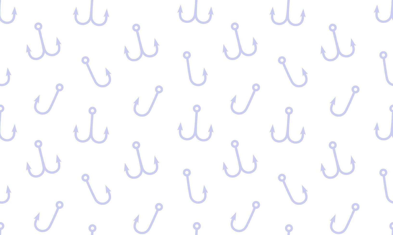 Seamless pattern with fishing hook. Fishhook simple silhouette background. Flat illustration vector