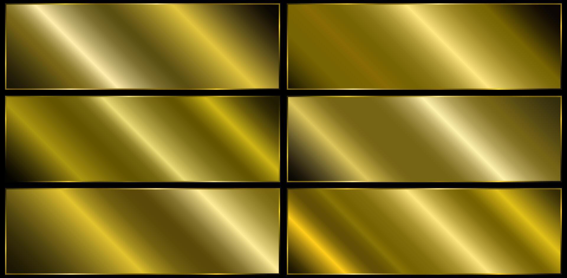 A set of yellow gradients. Golden foil gradient texture set vector