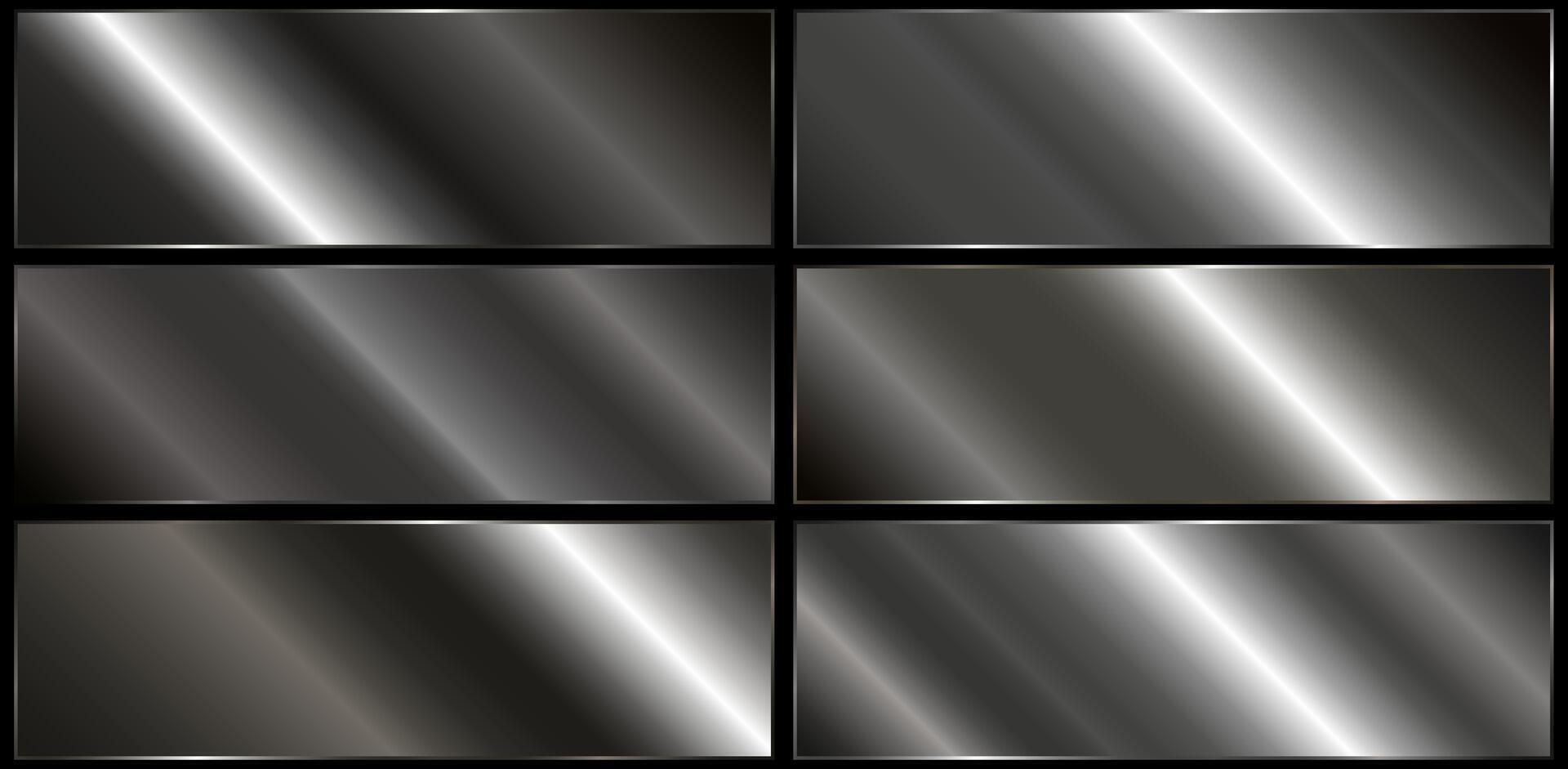 Big set of dark or black gradients.Metallic gradients in black. Silver metal gradient effects for the design of texts and bulletin boards, vector