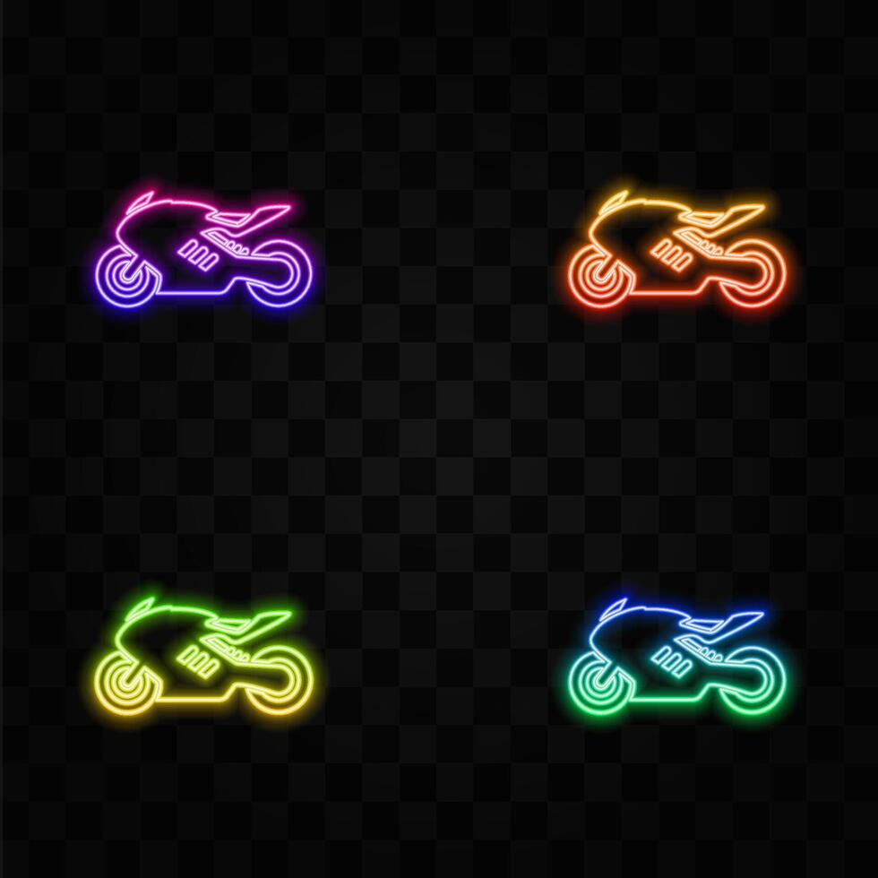 Motorcycle icon on grunge texture illustration. neon style. vector