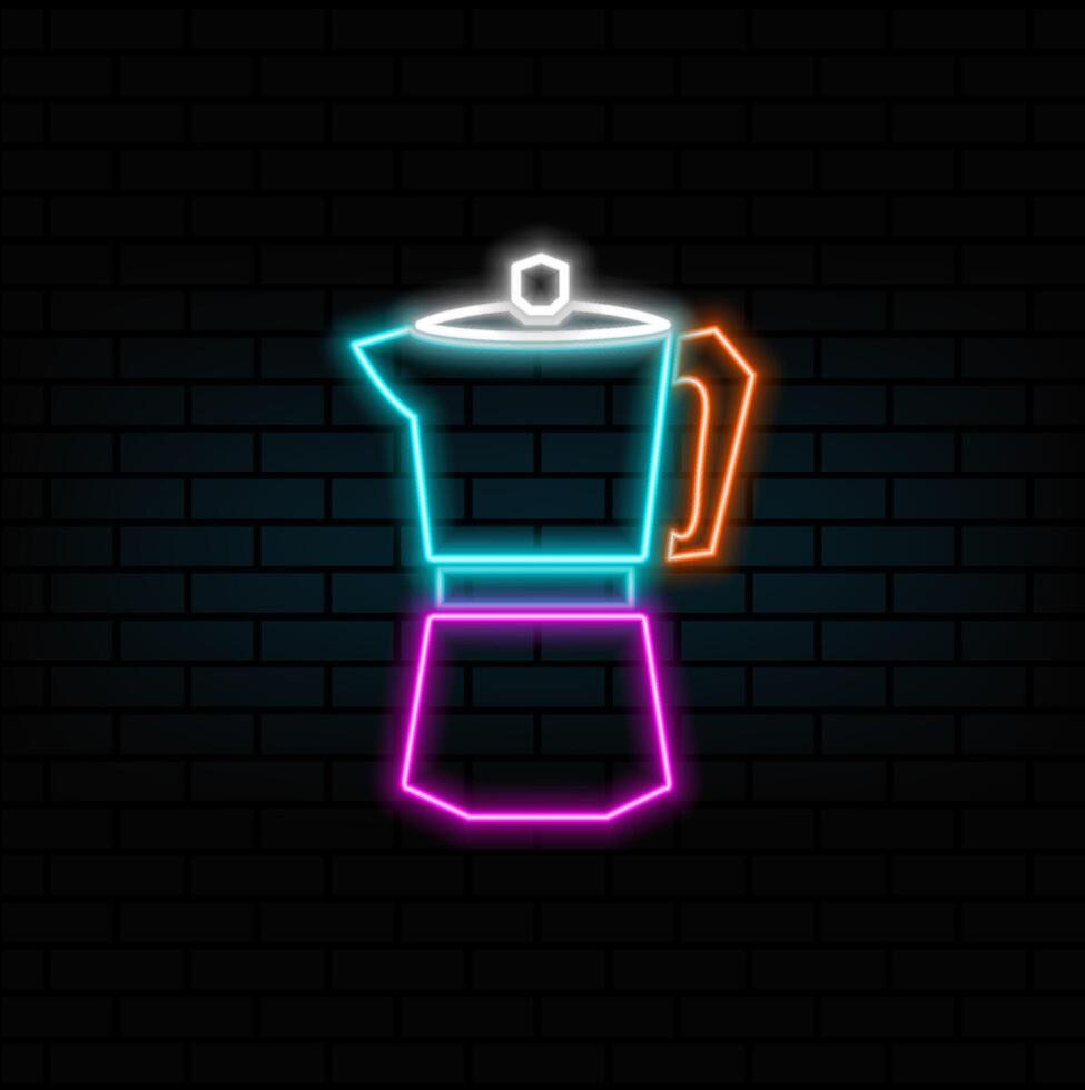 neon style. blender concept icon illustration. Steel retro coffee pot icon in flat style isolated illustration vector