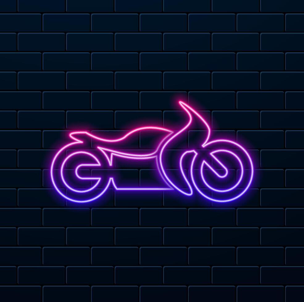 Motorcycle icon. neon style. Motorcycle icon set. vector