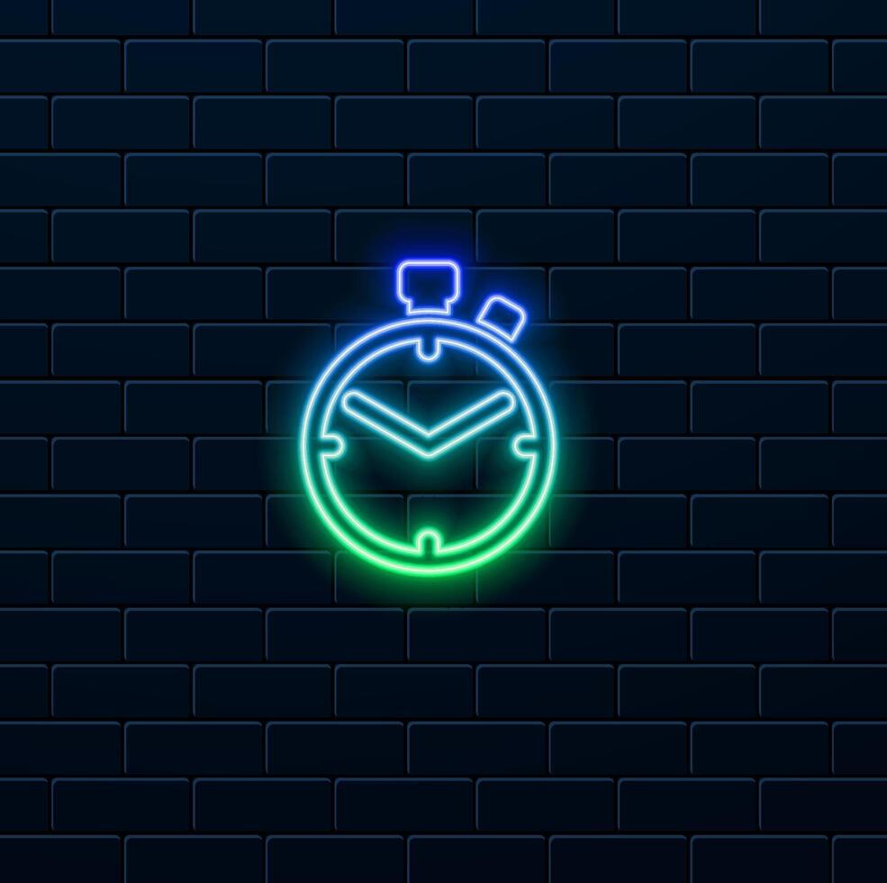 Stopwatch icon with illustration design. neon style.check mark icon timer logo vector
