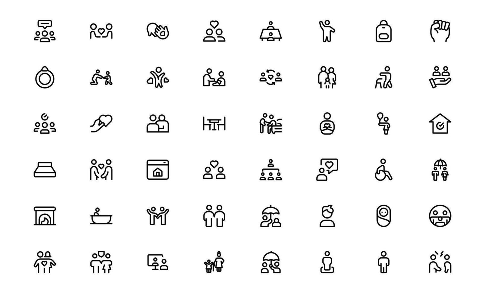 Family Relationships minimal Icon Set. Premium Icons for Parenting, Sibling Bonds, Family Ties, and Emotional Connections vector