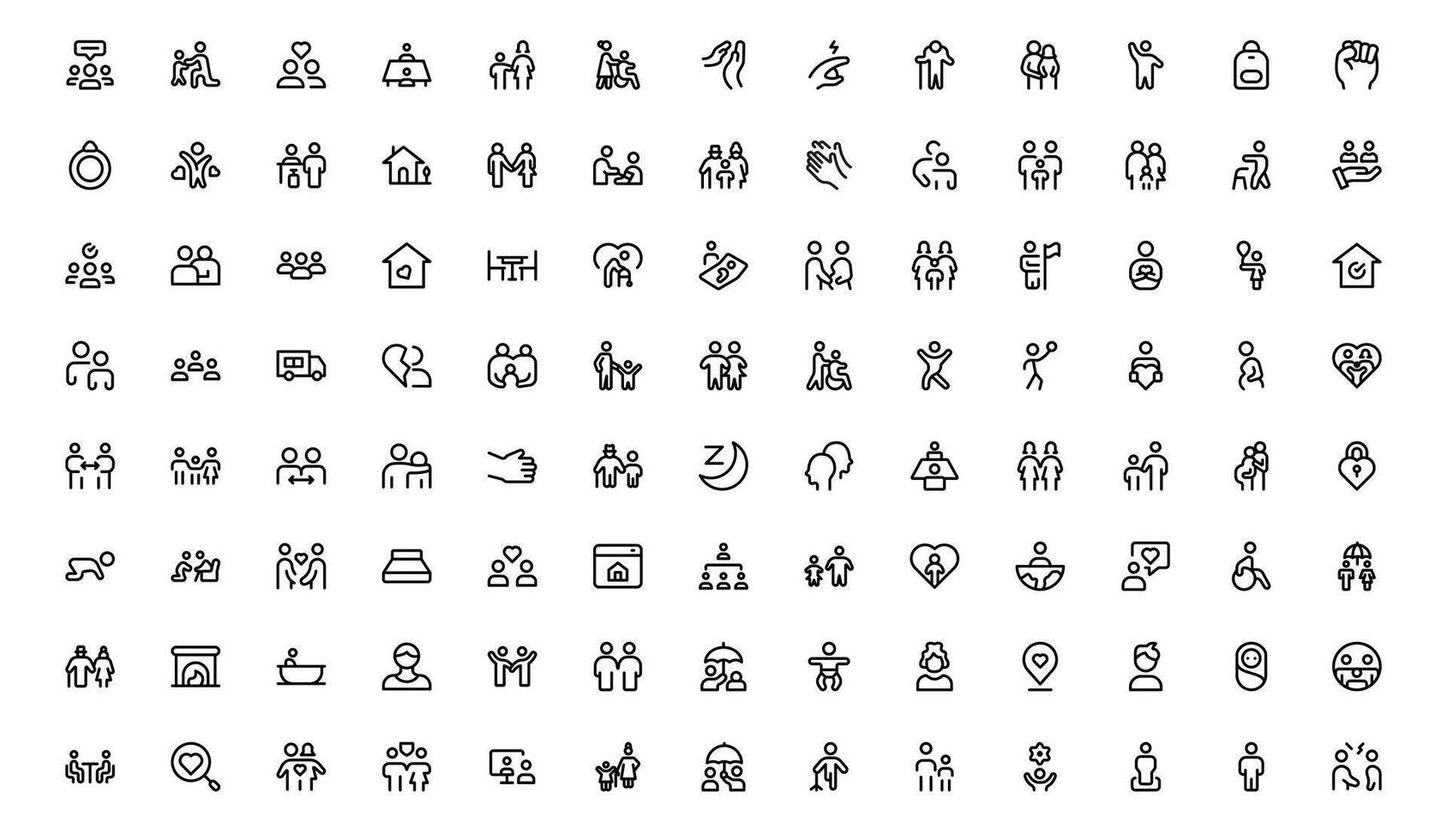 Family Relationships Icons Set. Premium Icons for Parenting, Sibling Bonds, Family Ties, and Emotional Connections vector