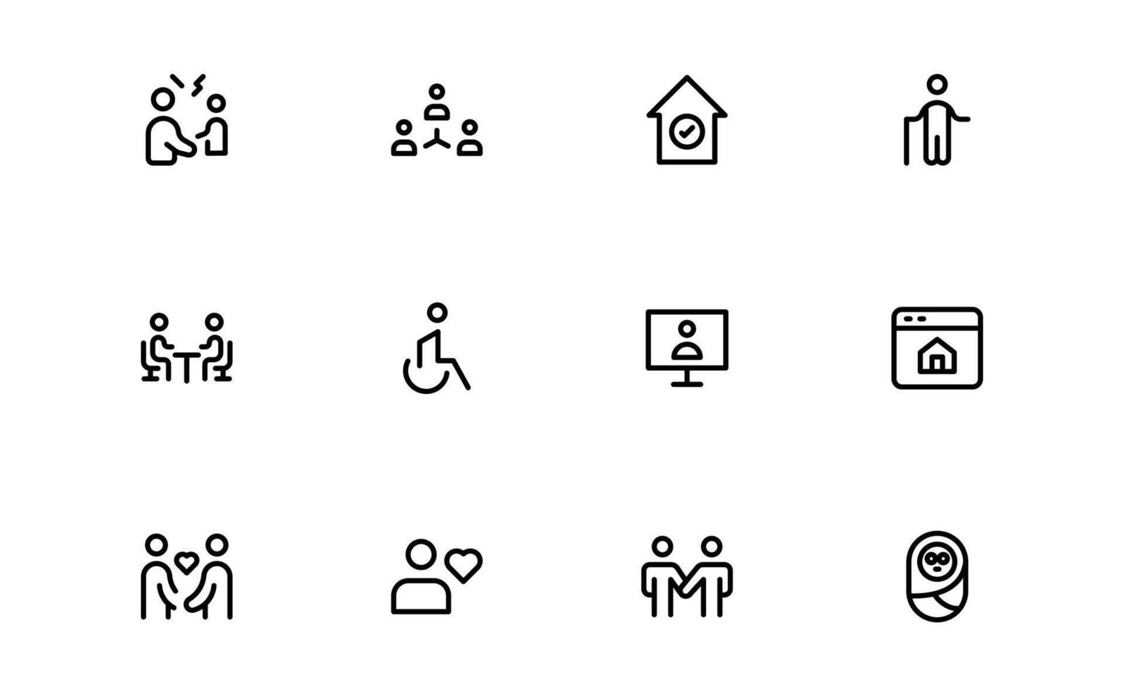 Family Relationships Icon bundle Set. Premium Icons for Parenting, Sibling Bonds, Family Ties, and Emotional Connections vector