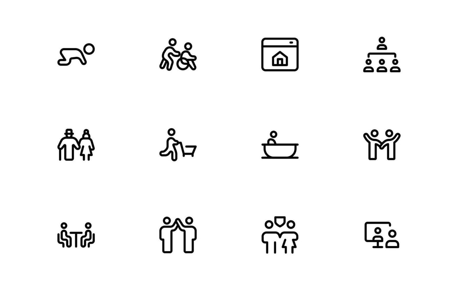 Family Relationships Icon package. Premium Icons for Parenting, Sibling Bonds, Family Ties, and Emotional Connections vector