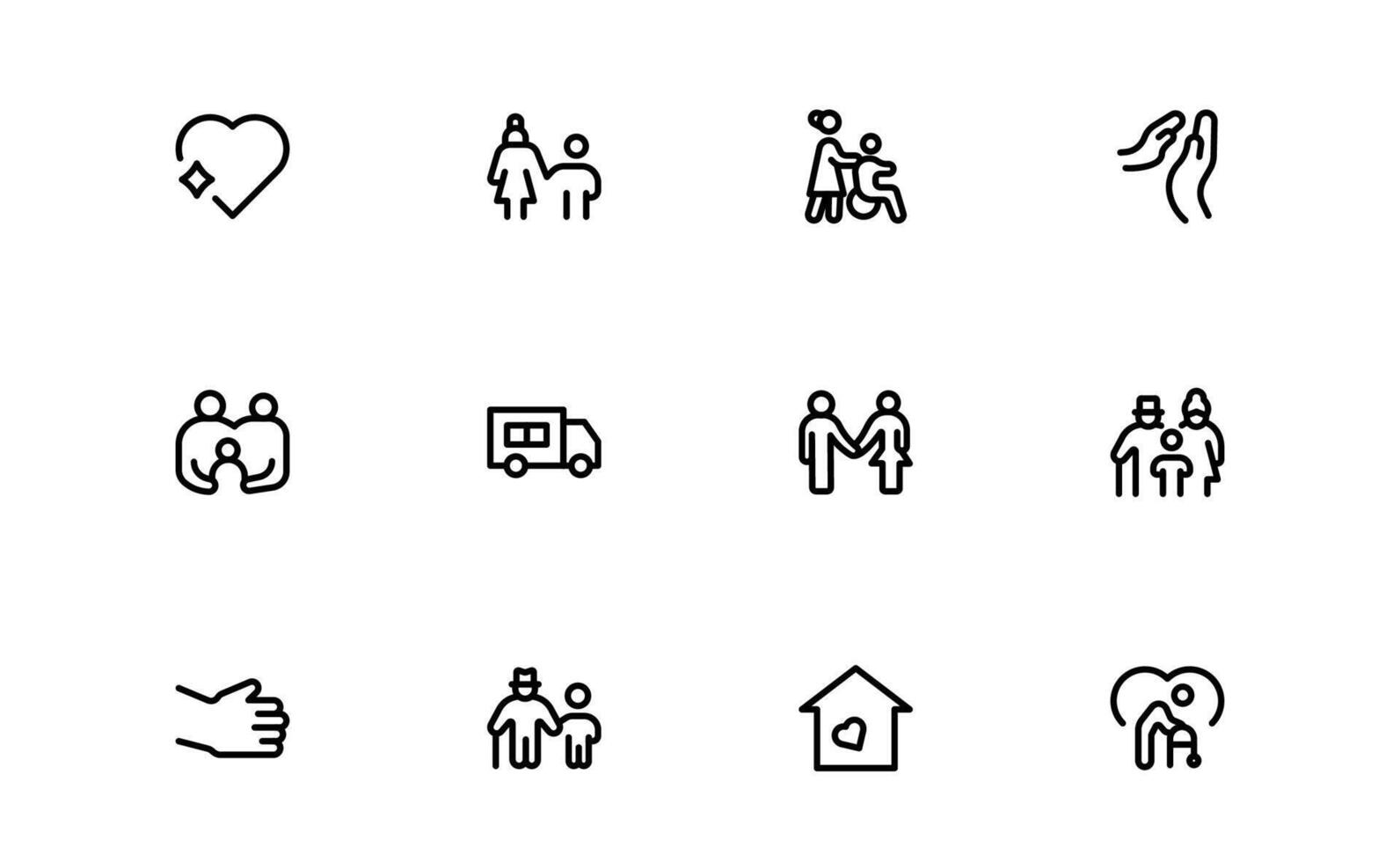 Family Relationships outline Icon Set. Premium Icons for Parenting, Sibling Bonds, Family Ties, and Emotional Connections vector