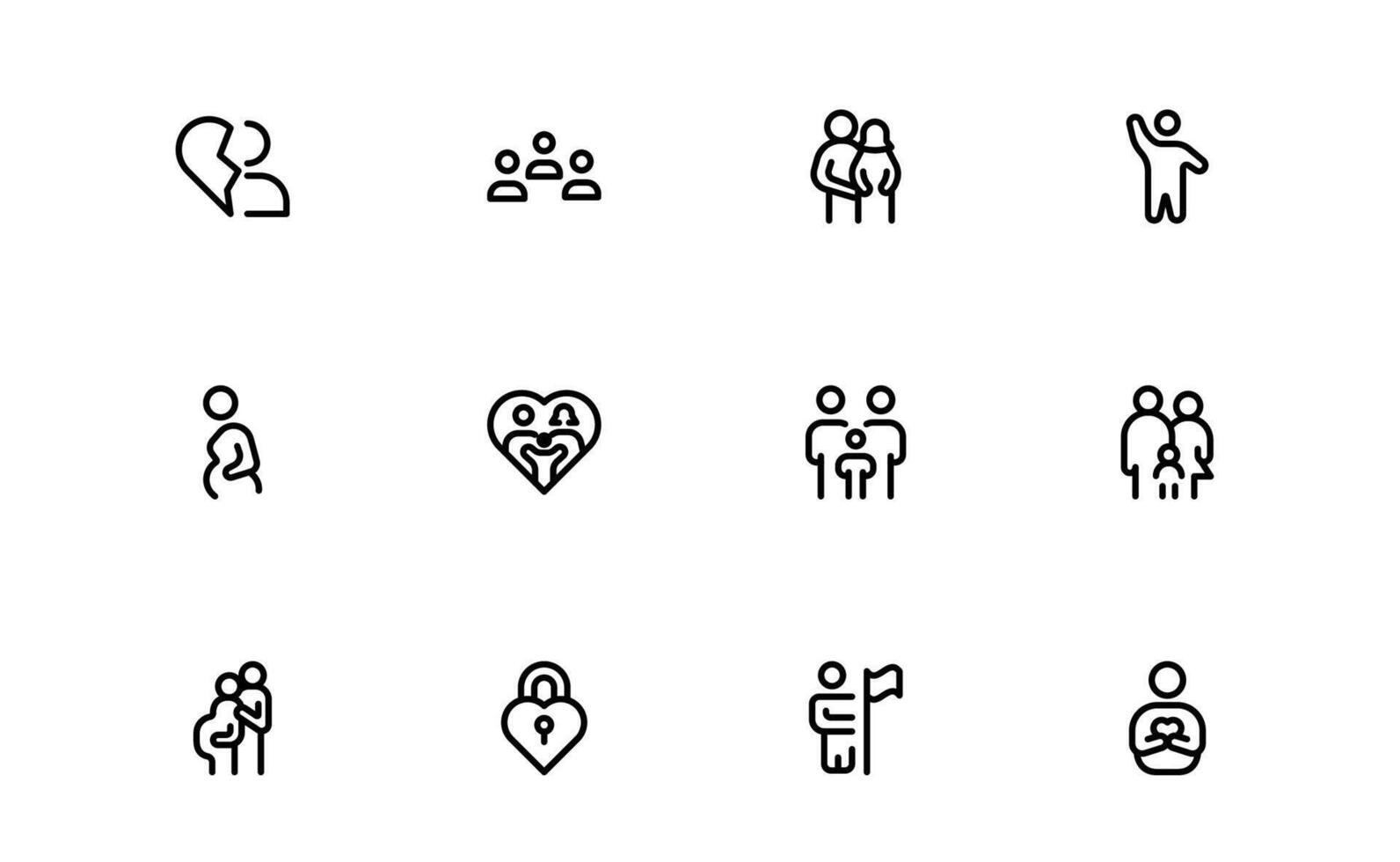 Family Relationships Icon bundle. Premium Icons for Parenting, Sibling Bonds, Family Ties, and Emotional Connections vector
