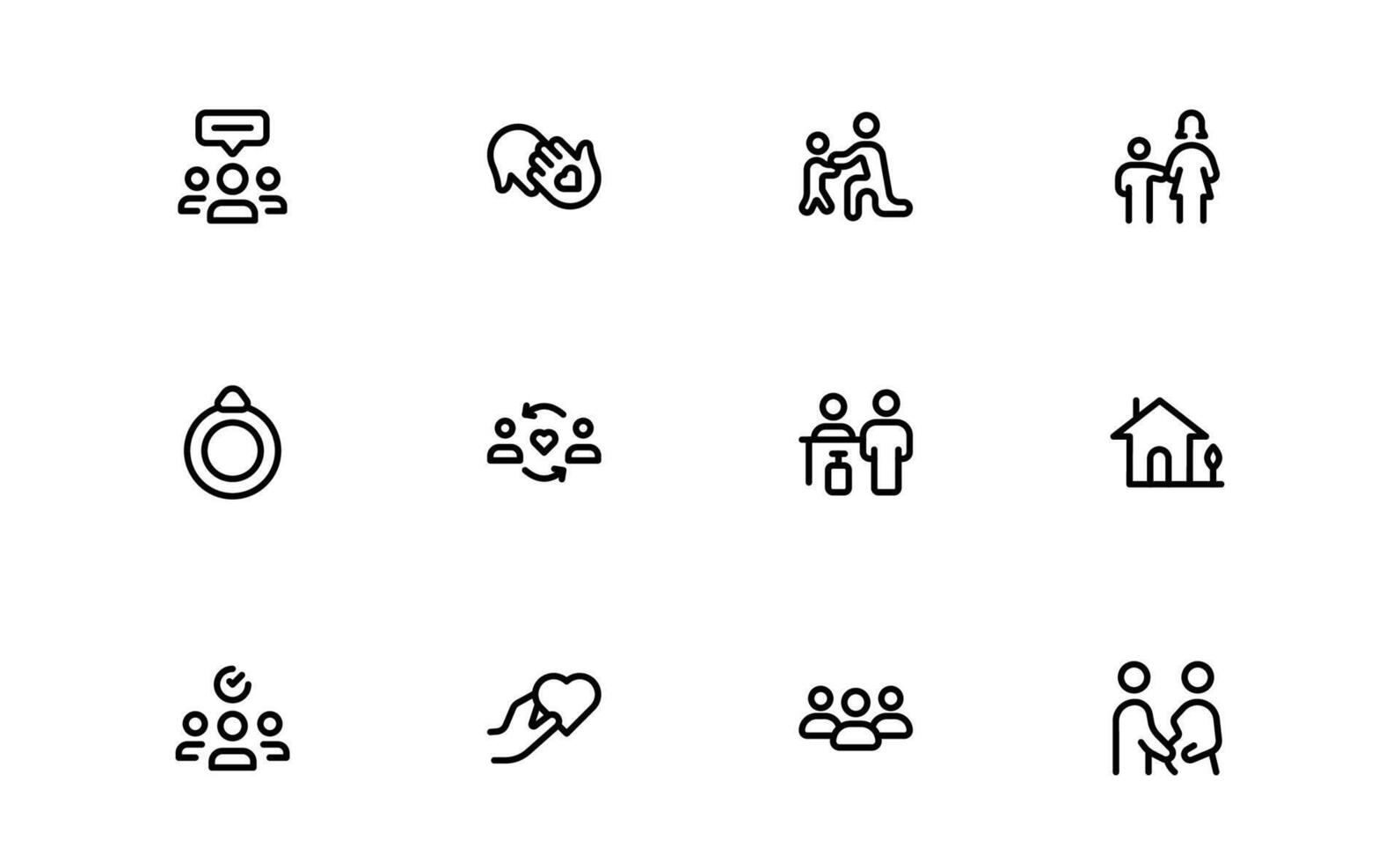 Family Relationships Icon pack collection. Premium Icons for Parenting, Sibling Bonds, Family Ties, and Emotional Connections vector