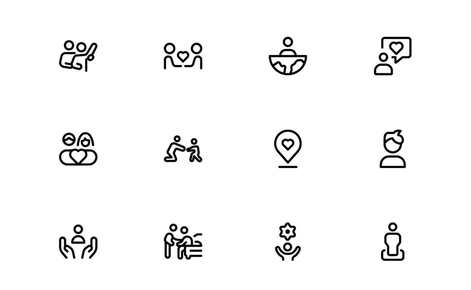 Family Relationships Icon Set package. Premium Icons for Parenting, Sibling Bonds, Family Ties, and Emotional Connections vector
