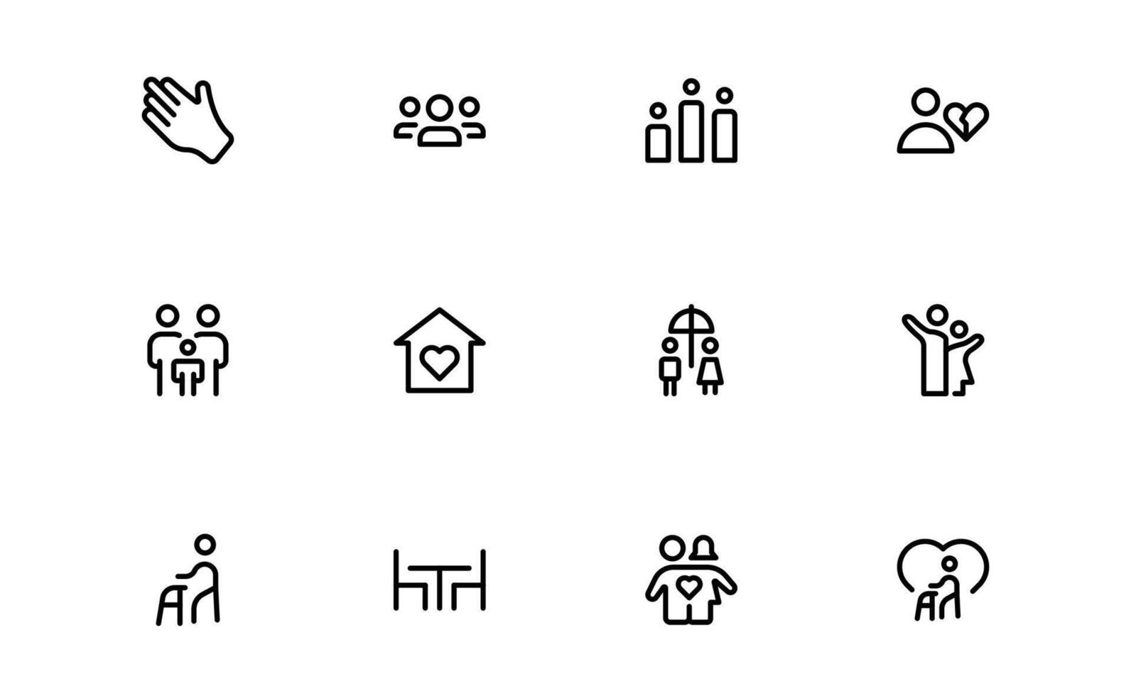 Family Relationships Icons bundle pack. Premium Icons for Parenting, Sibling Bonds, Family Ties, and Emotional Connections vector