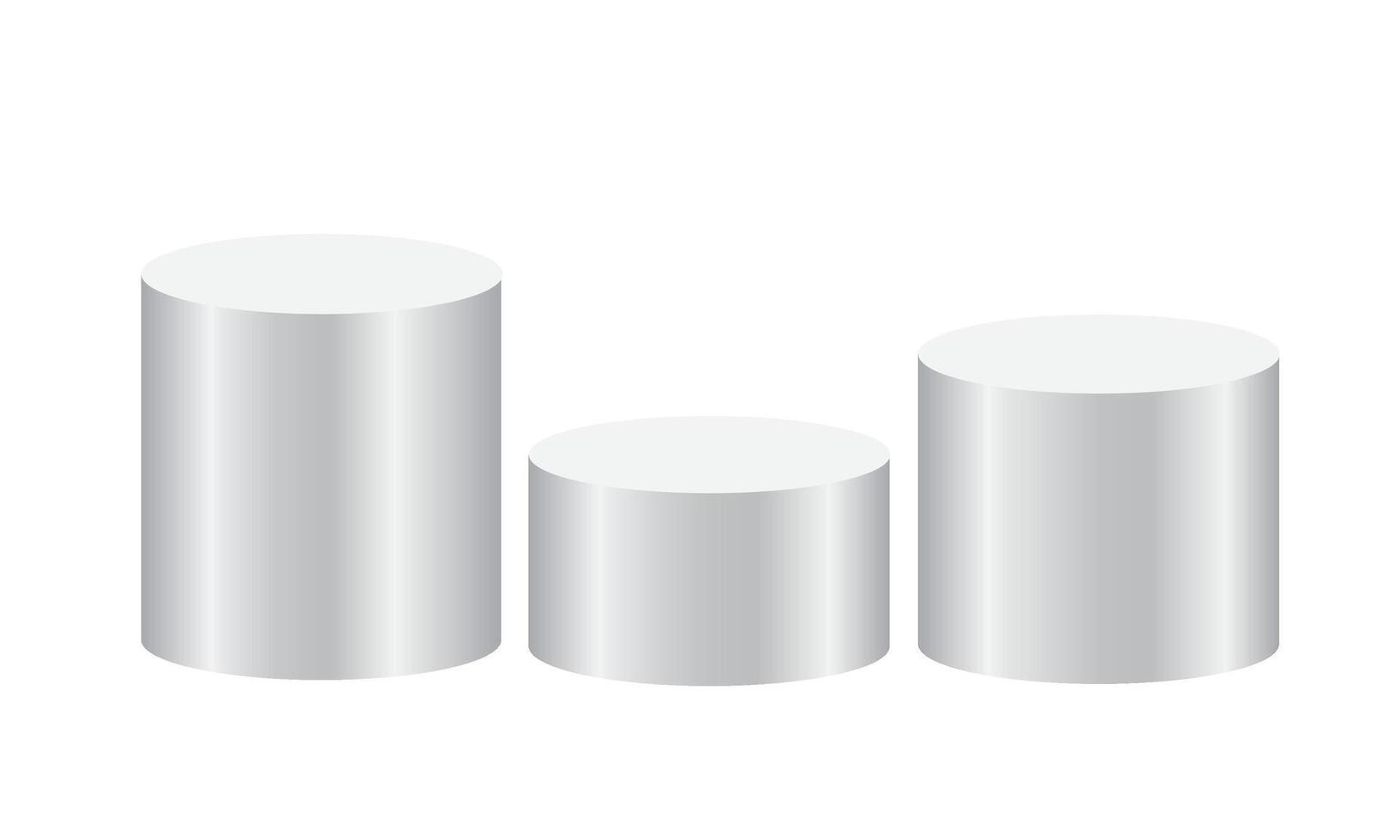 Three elegant white cylinder podium display vector
