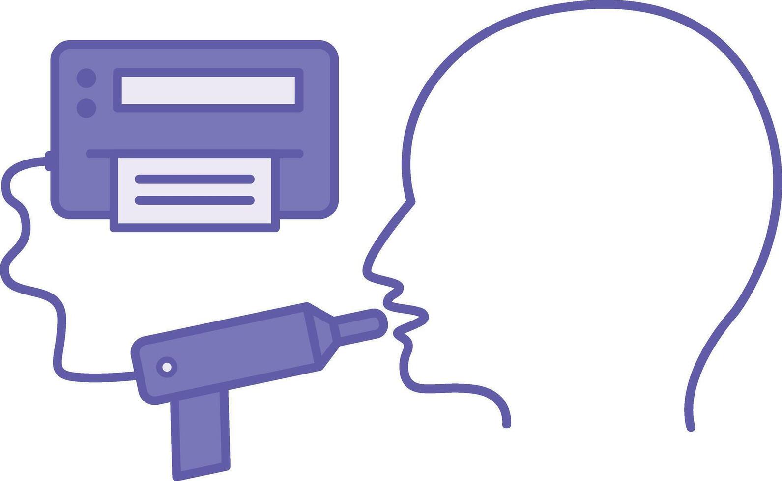 Colored Spirometry Icon. Illustration. Method Of Studying The Lungs And Bronchi. Human Head And Medical Device. Lung Disease Concept vector