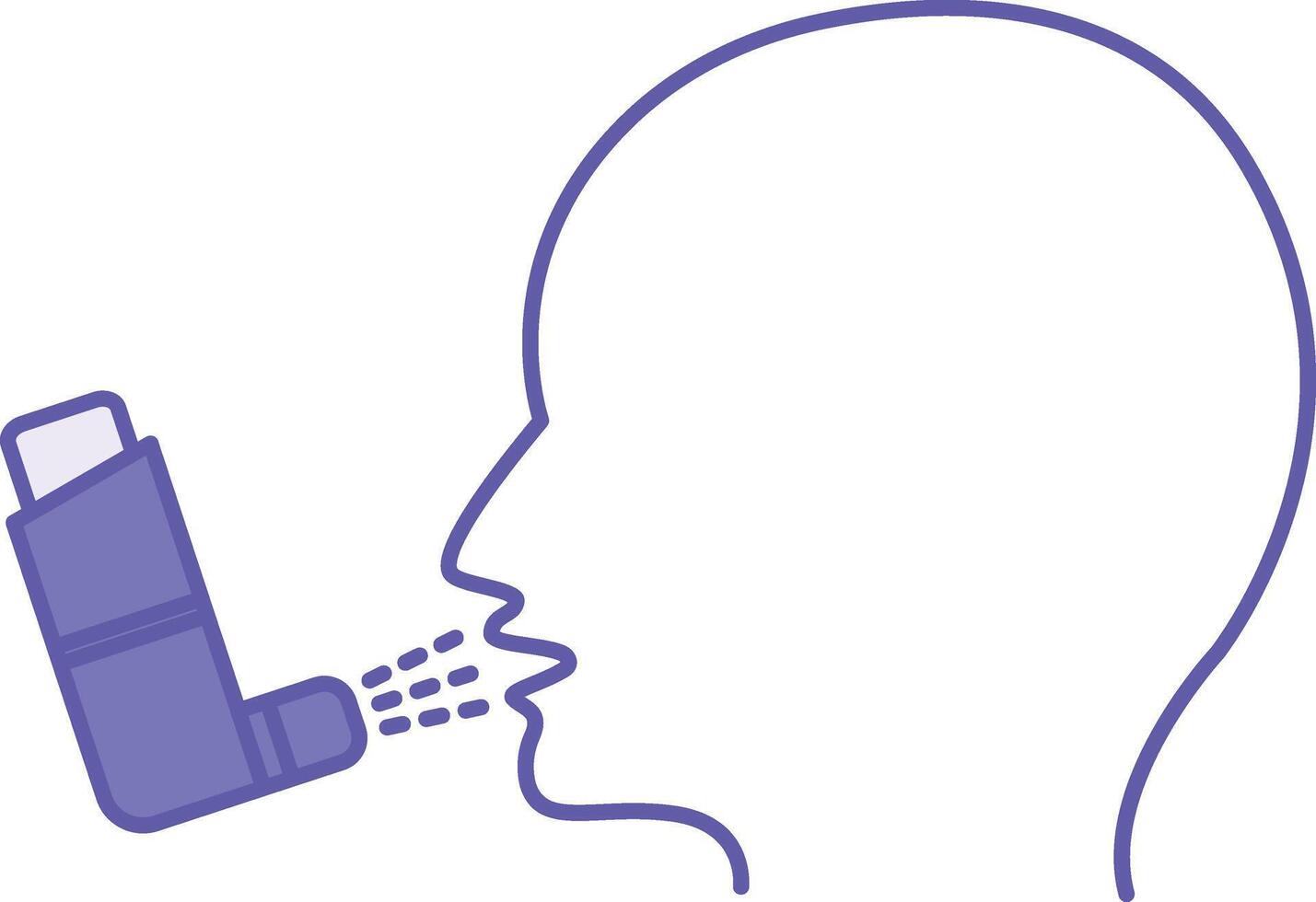 Colored Bronchial Asthma Icon. Illustration. Man Spraying Medicine Into Airways. Respiratory Diseases, Treatment. Concept Lung Disease vector