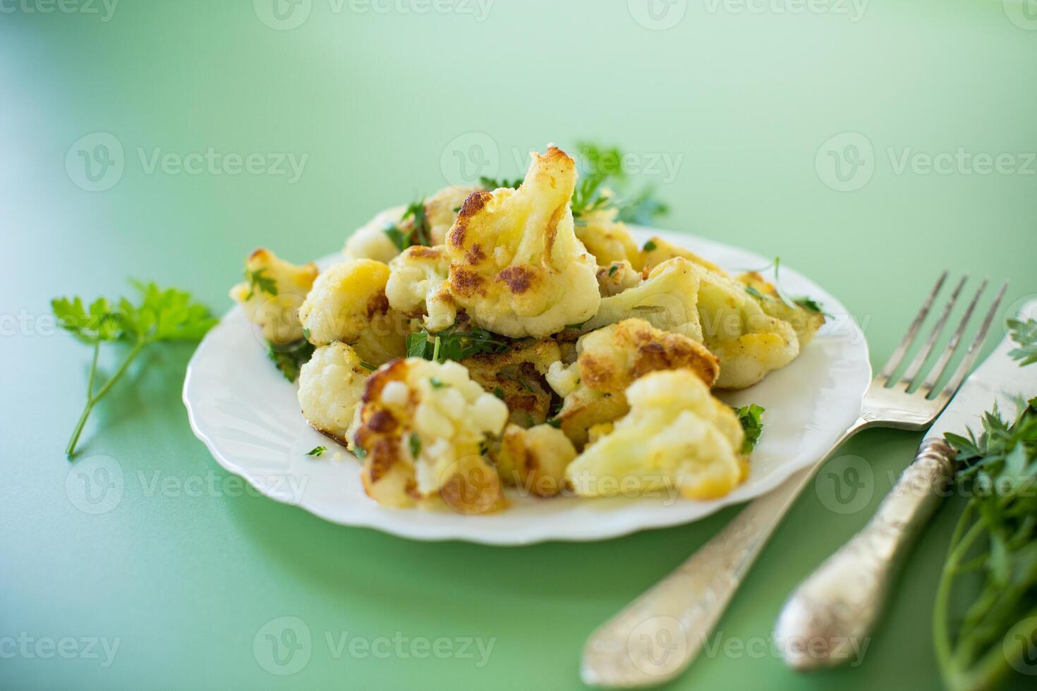Rustic vegetable dish with cabbage and herbs . photo