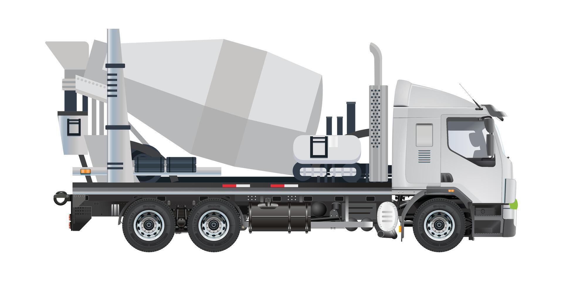 Cement truck side view illustration vector
