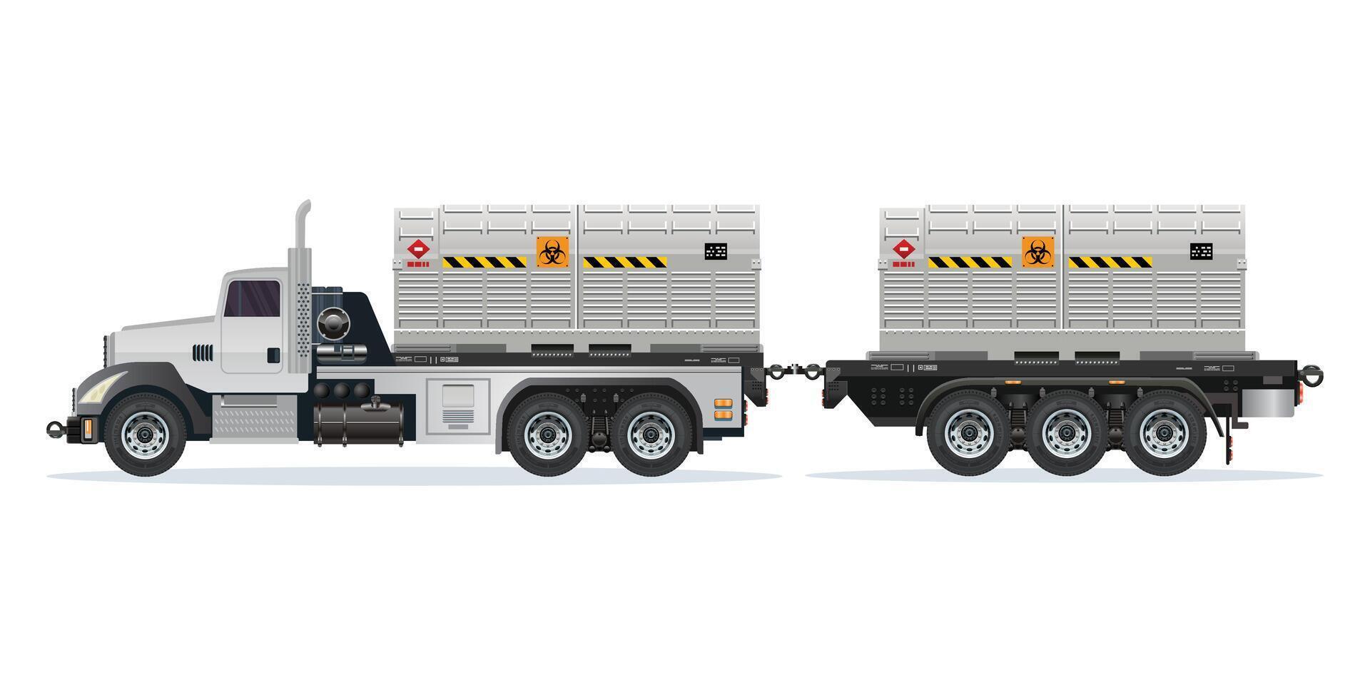 Truck with hazardous material containers vector