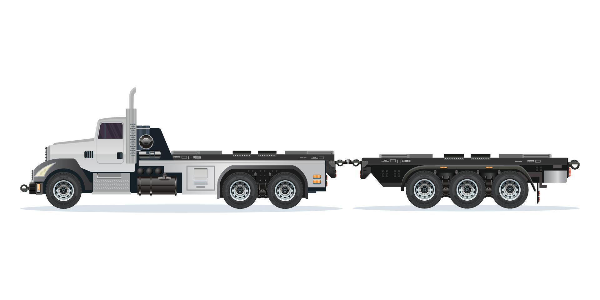 Heavy-duty truck with detachable trailer vector