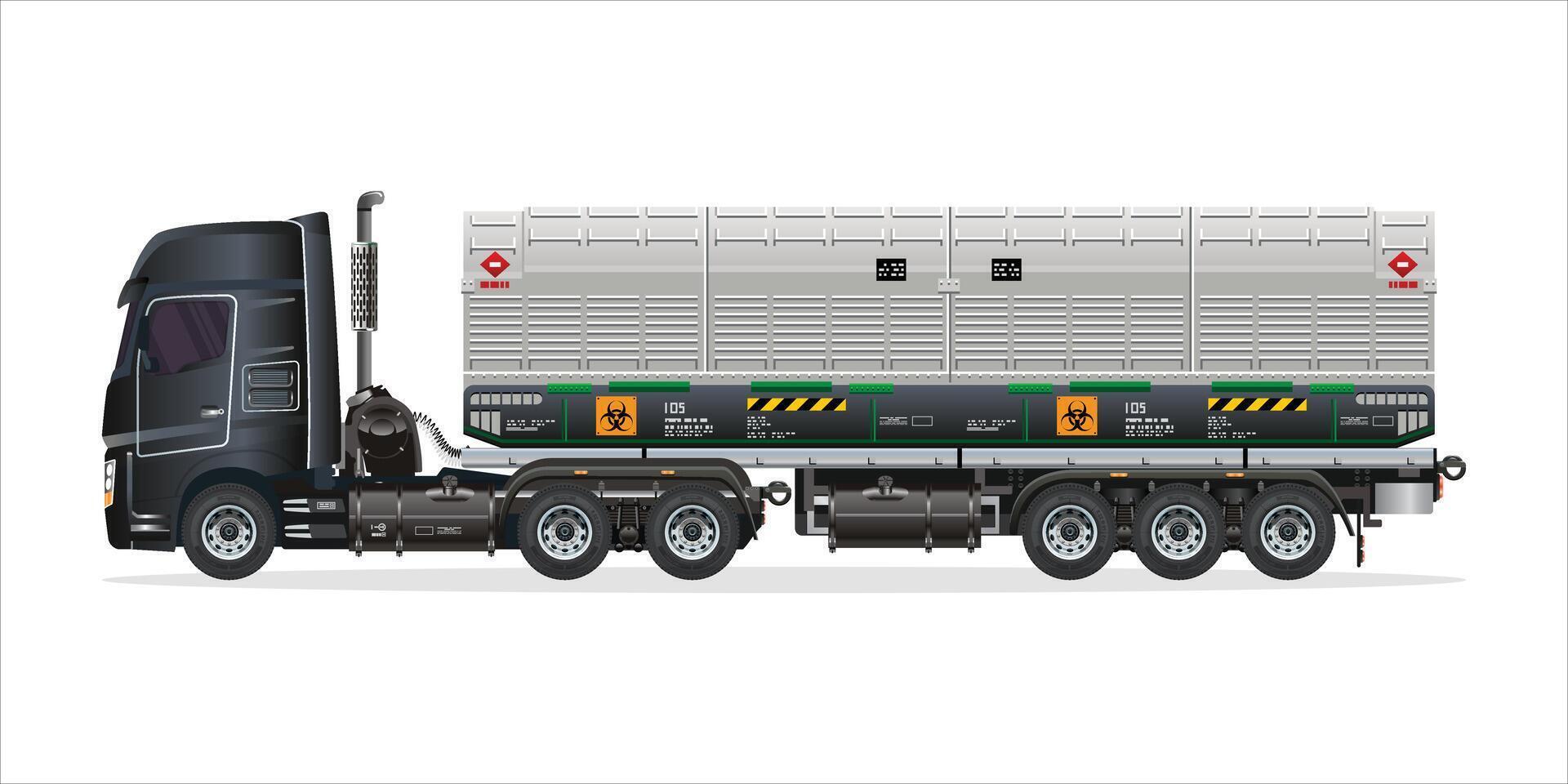 Hazardous material transport truck illustration vector