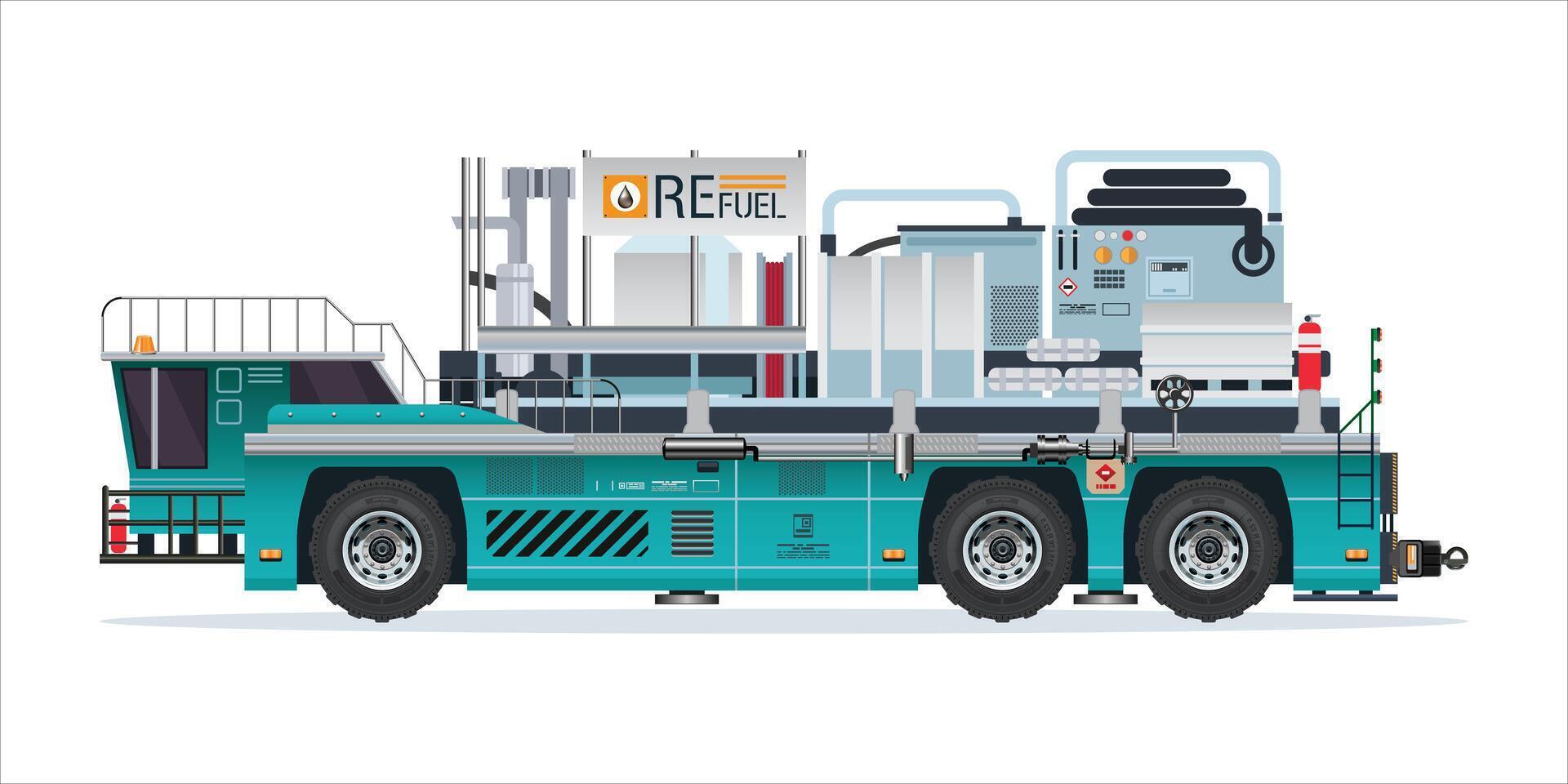Refueling truck illustration for operational use vector