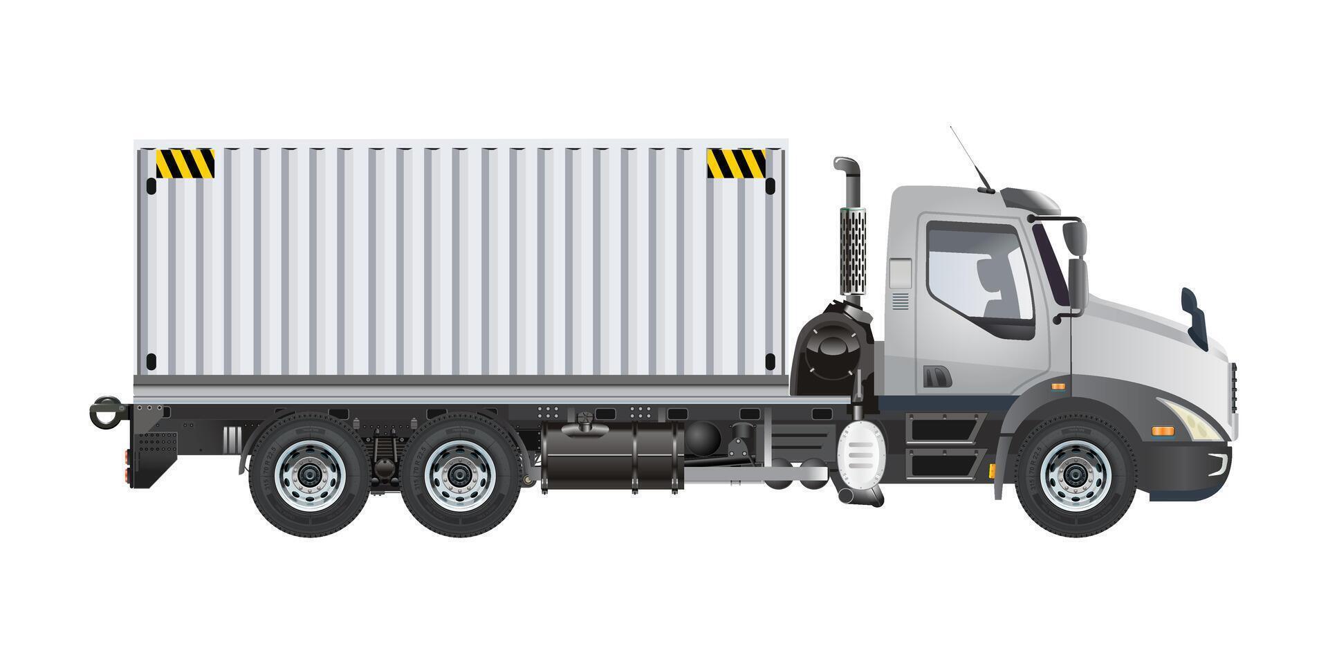 Freight truck with cargo container vector