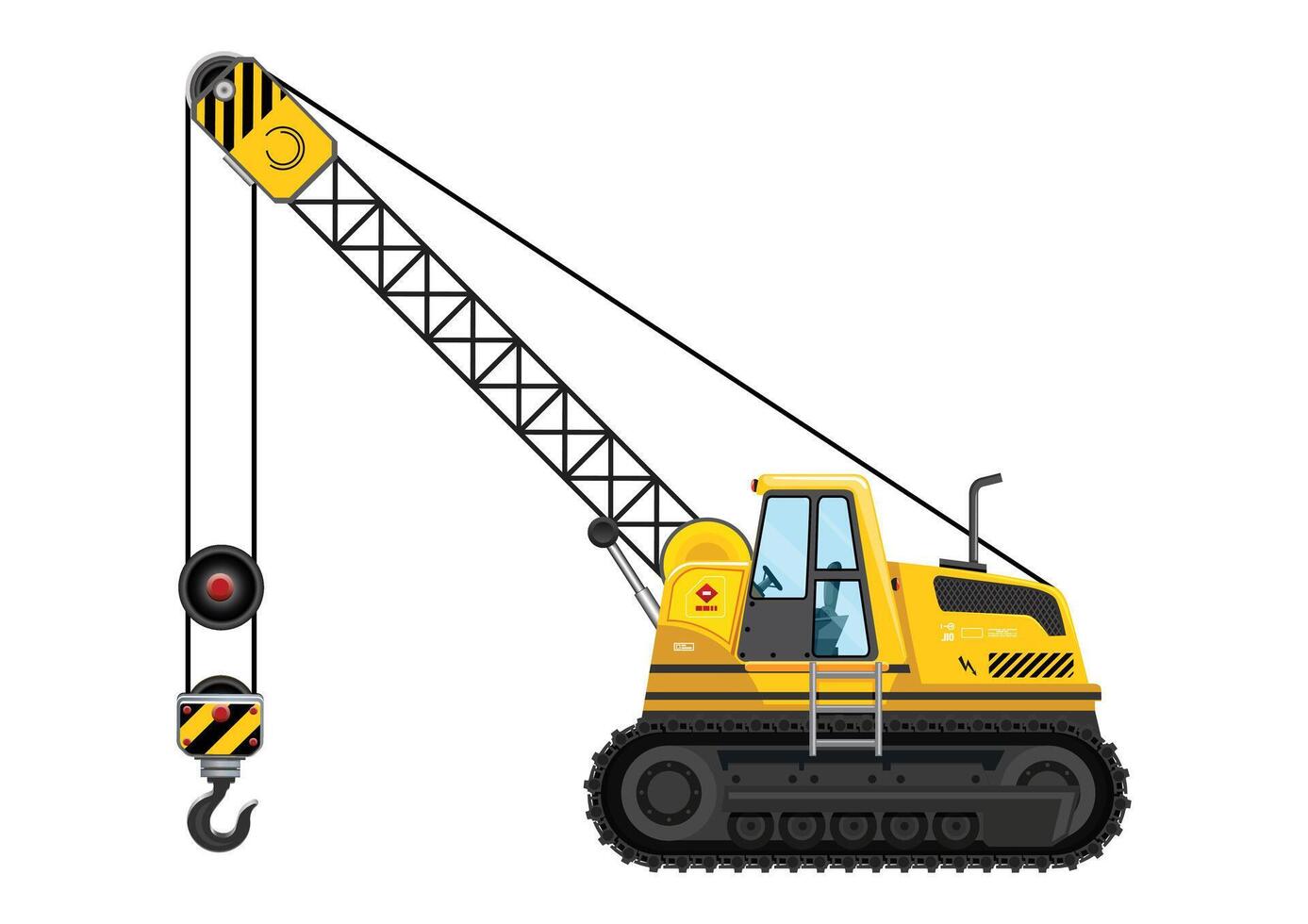 Yellow construction crane with hook vector