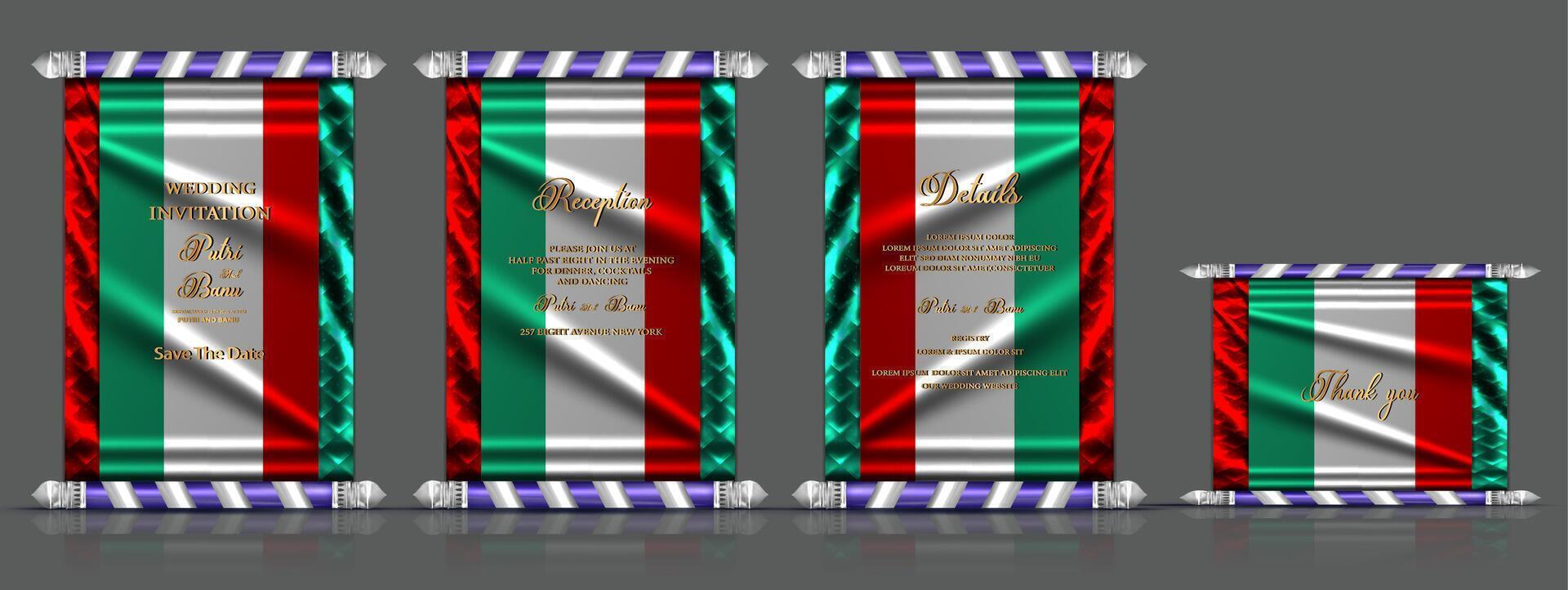Luxury Wedding invitation italian style card set vector