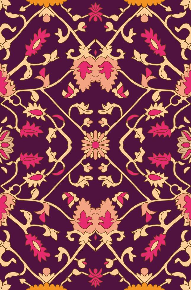 Colorful floral pattern on dark background vector