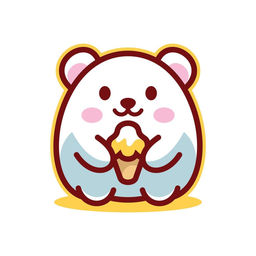 Cartoon bear with ice cream vector