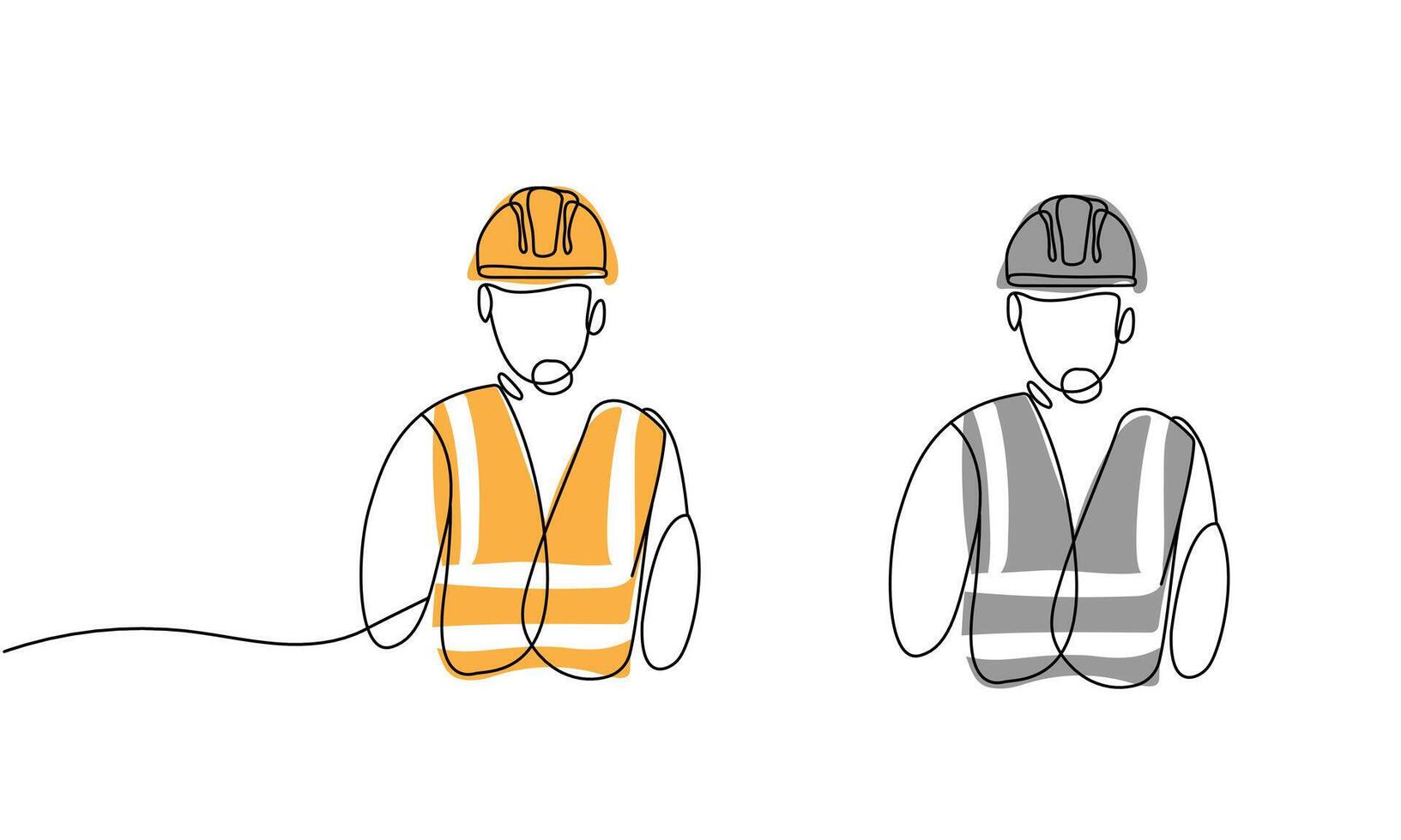 Two men in safety vests with one holding a cord vector
