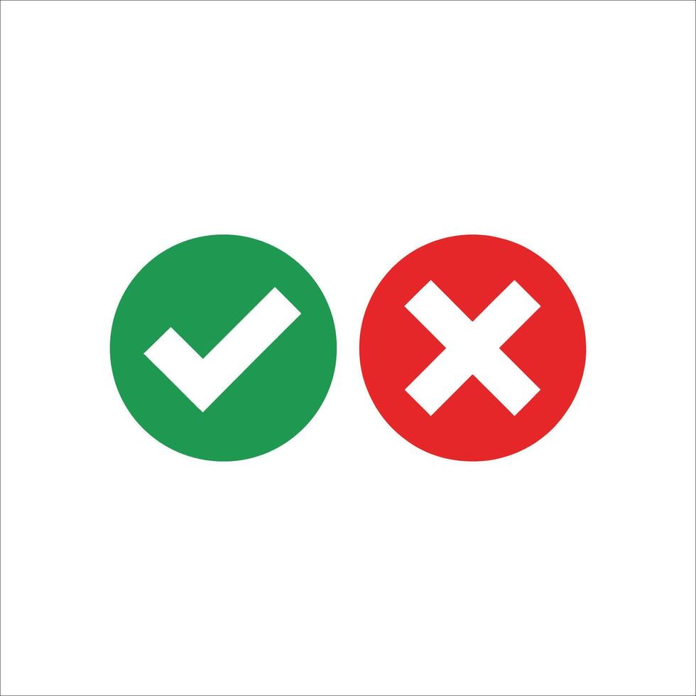 Tick and Cross Symbols for Web and App Design vector