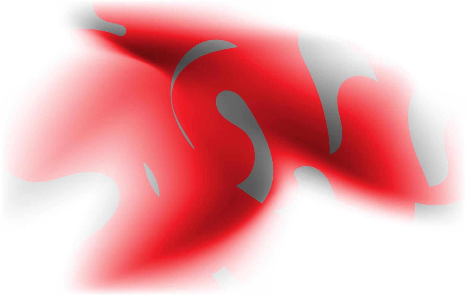 Abstract red and white flowing shape with a gradient effect vector