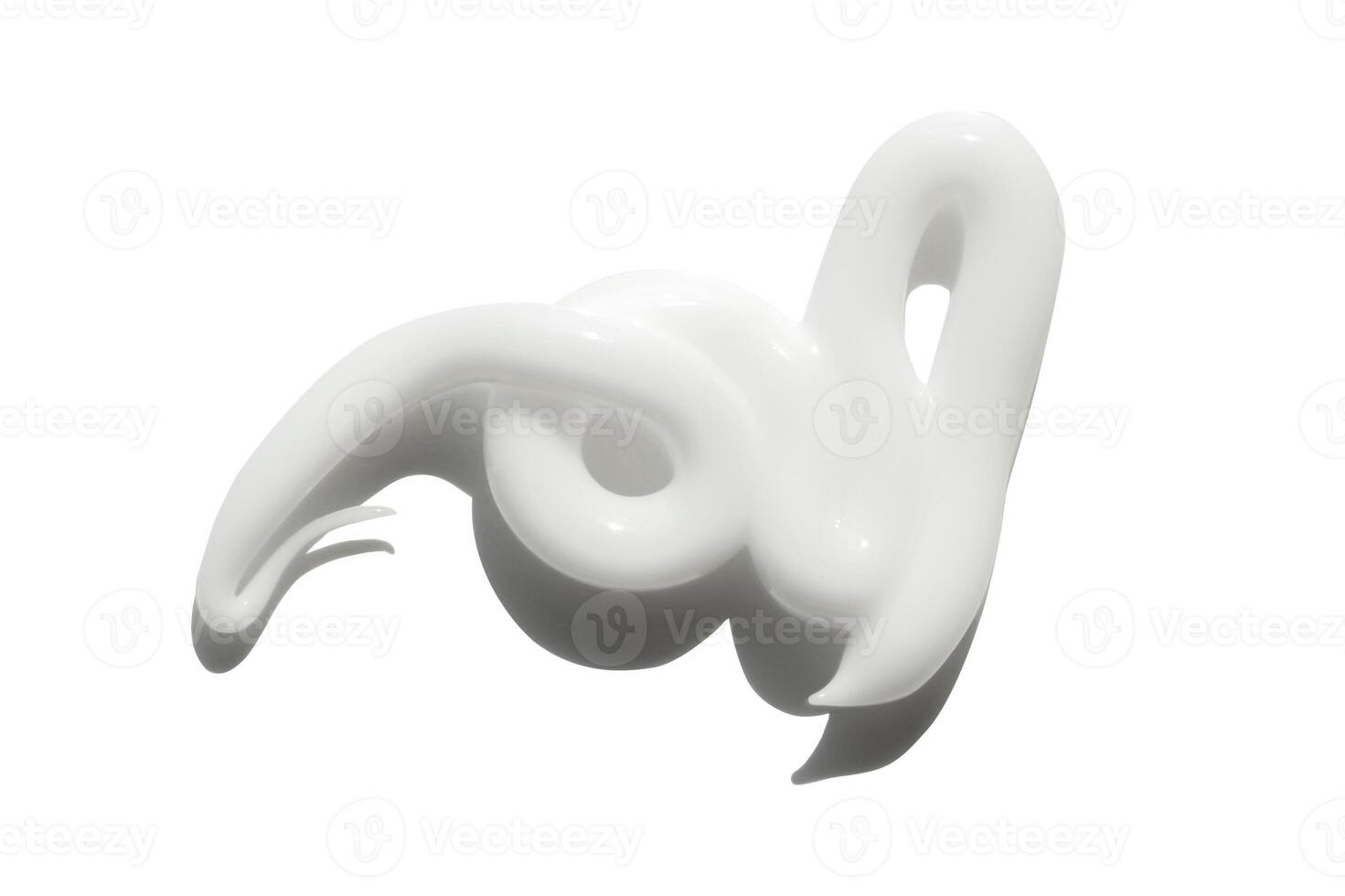 White cream texture swatch stroke smear with shadow isolated . Facial creme, foam, gel or body lotion skincare make up sample. Face makeup cream cosmetic product squeeze photo