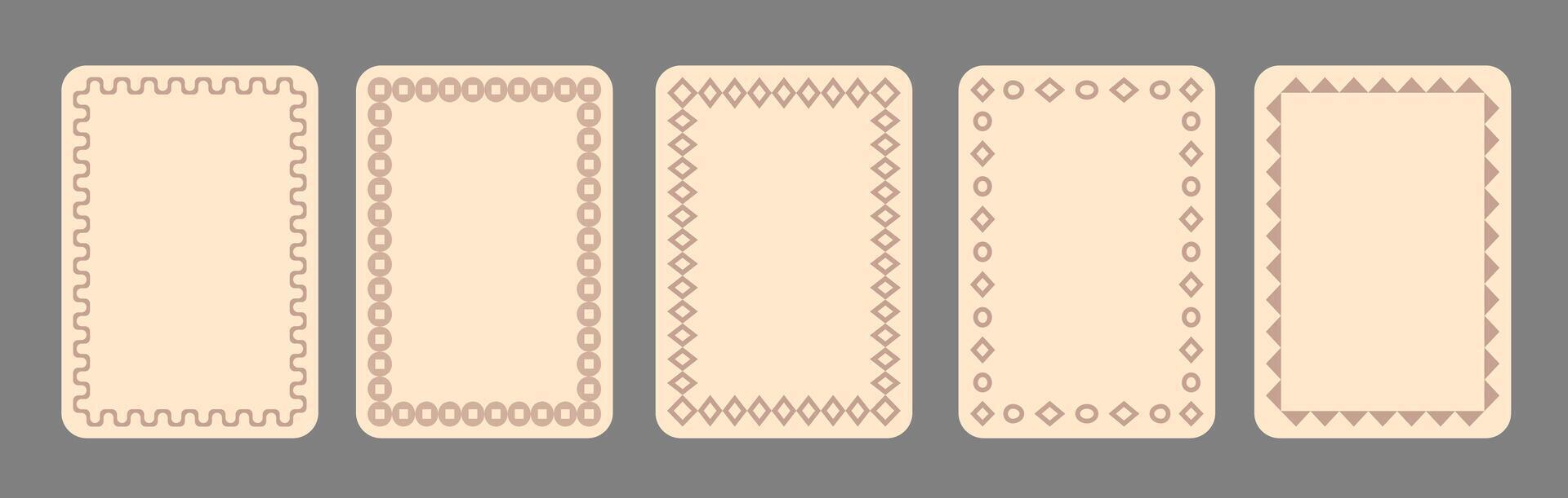 Vintage frames set isolated on gray background. Ornamental label frames. Fashionable ornate frames for wedding invitations, greeting cards, prints. vector