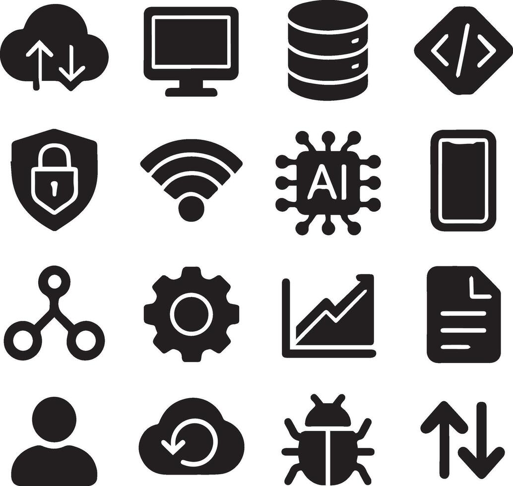 Minimal Tech and Data Icons vector