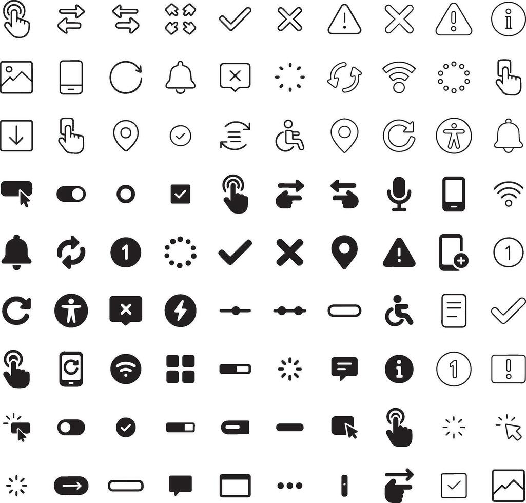 UI UX Silhouette Icon Set vector