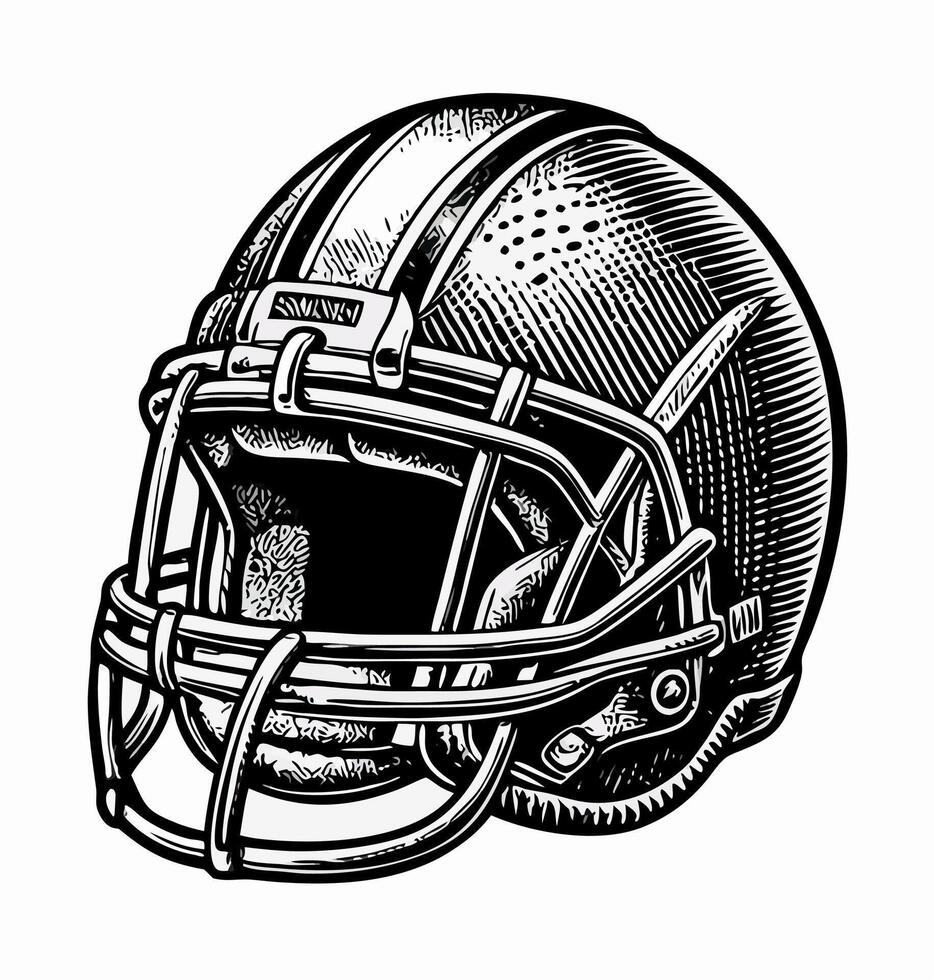 Engraved American Football Helmet Illustration vector